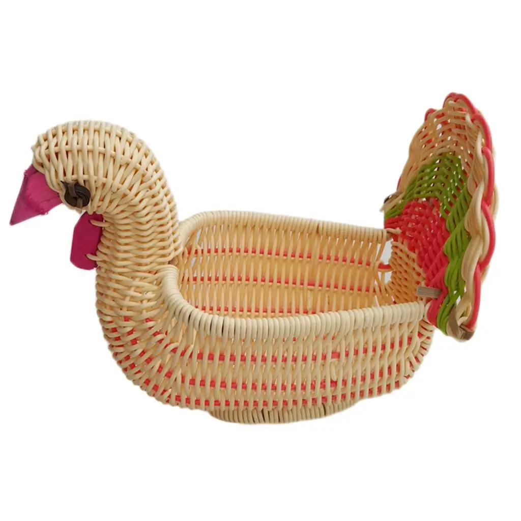  Little Turkey Shape Imitation Rattan Bread Fruit Basket Snacks 