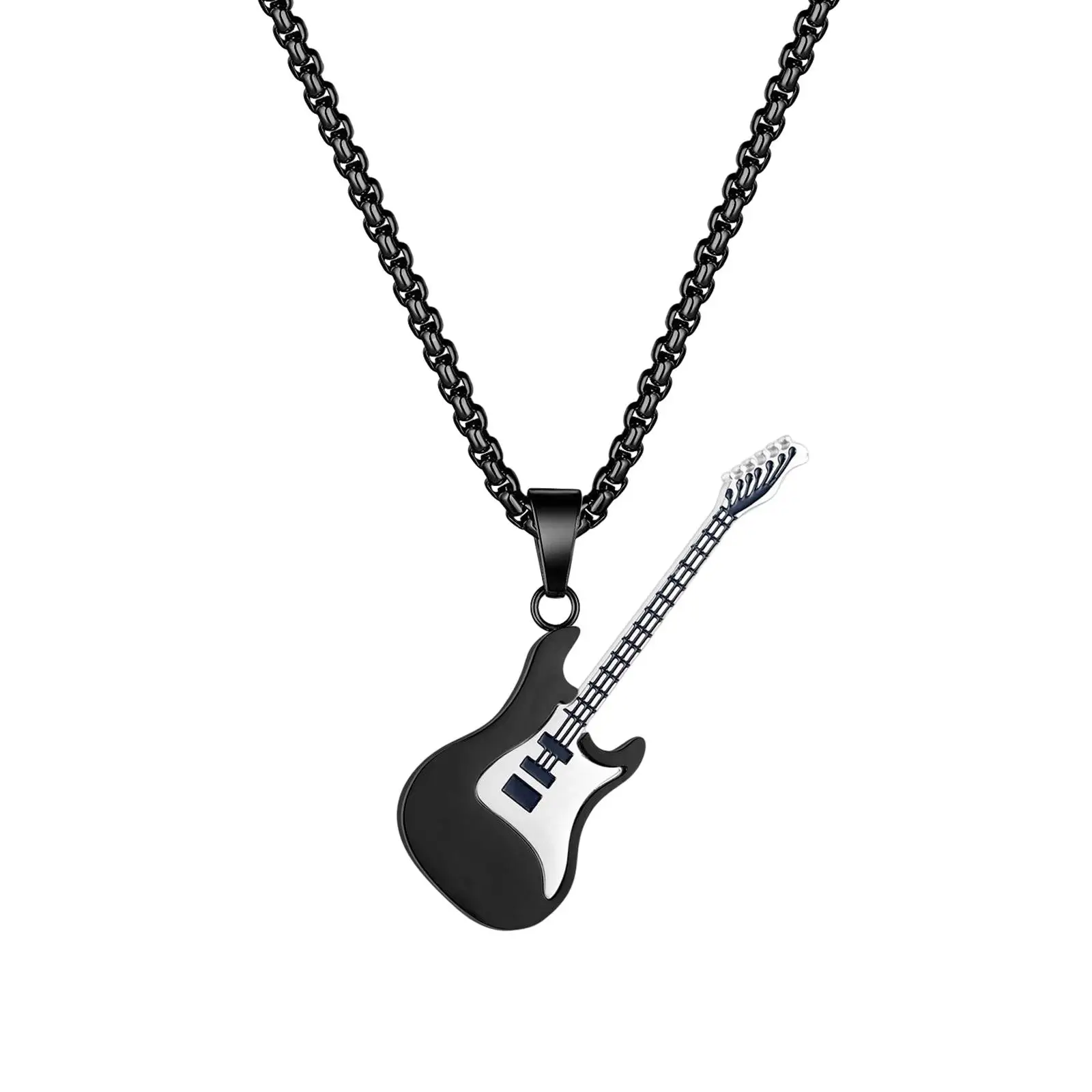 Musical Guitar Pendant Necklace Pendant Length 50mm Street Fashion Meaningful Gift for Guitarist, Bassist