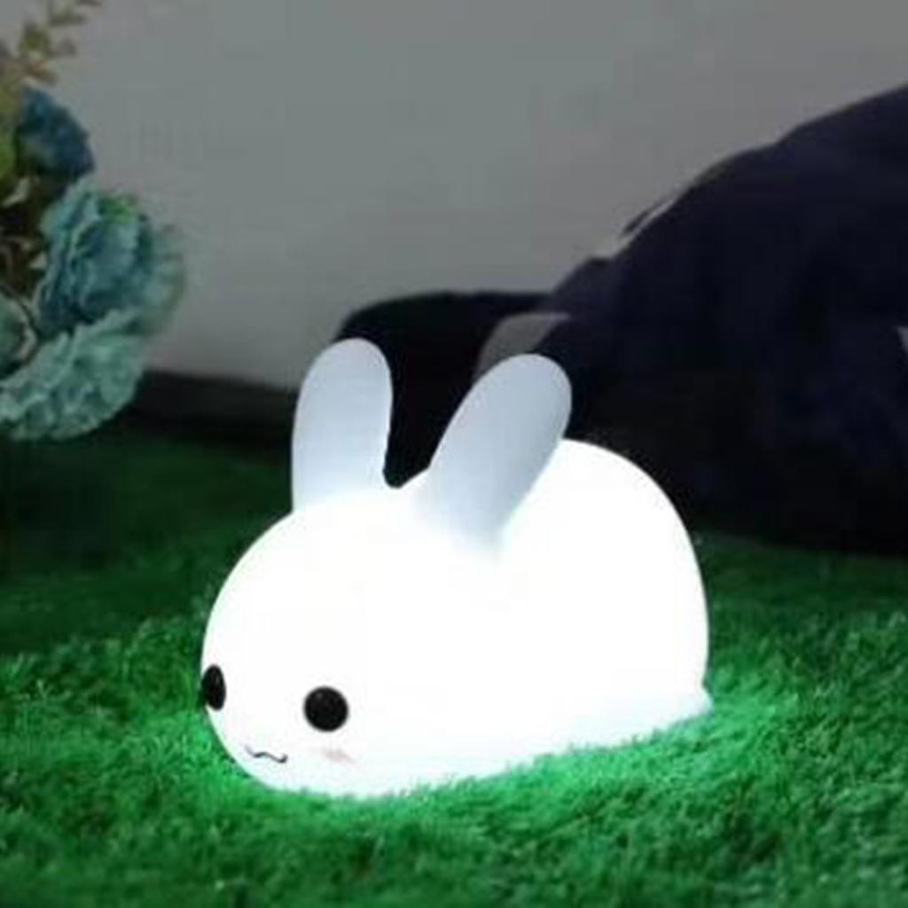 Touch Rabbit Night Lights Silicone Dimmable USB Rechargeable Lamps for Children Baby Gifts Cartoon Cute Animal Bunny Night Lamp