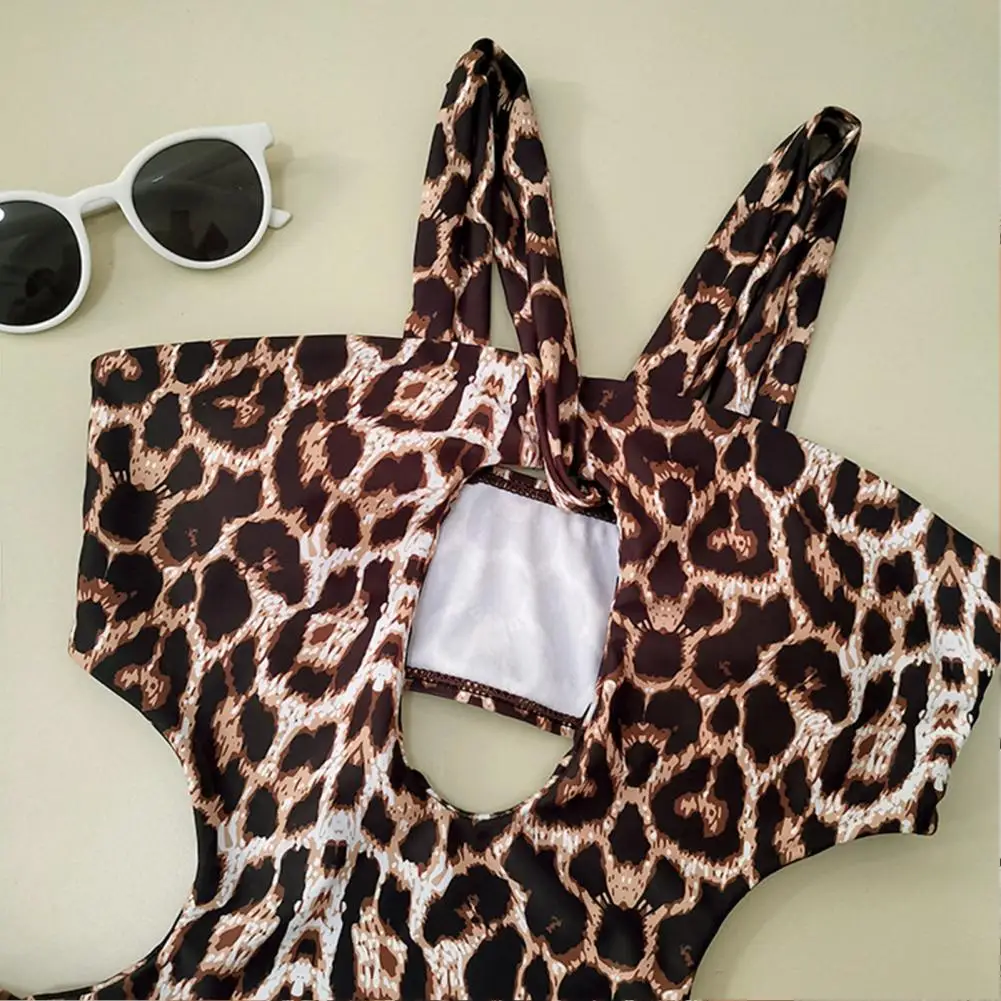 bikini cover up skirt Polyester  Casual Leopard Printed Hollow One-piece Swimsuit Flexible One-piece Swimsuit Exquisite   for Summer swim suit cover