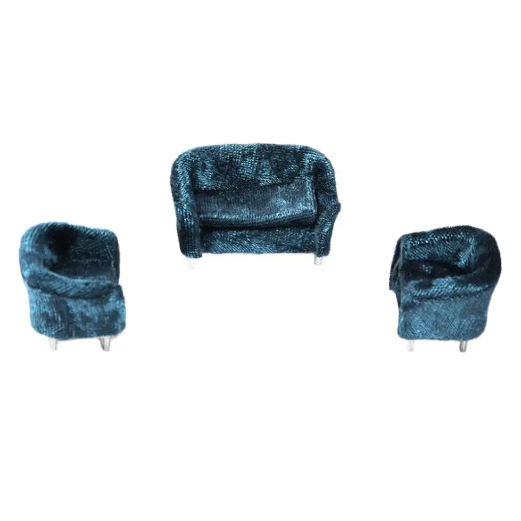 3pc 1/20 Dollhouse Miniature Double Sofa for Living Room Furniture Accessory