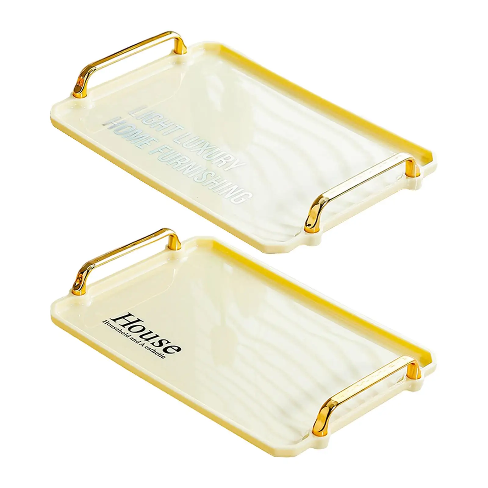 Serving Tray with Gold Handles Storage Multipurpose Practical Rectangle Tray Modern for Drinks Bedroom Home Party