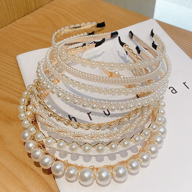 【tanakadaisuke】 White pearl hair band White pearl hair band Black【stock】 – tanakadaisuke