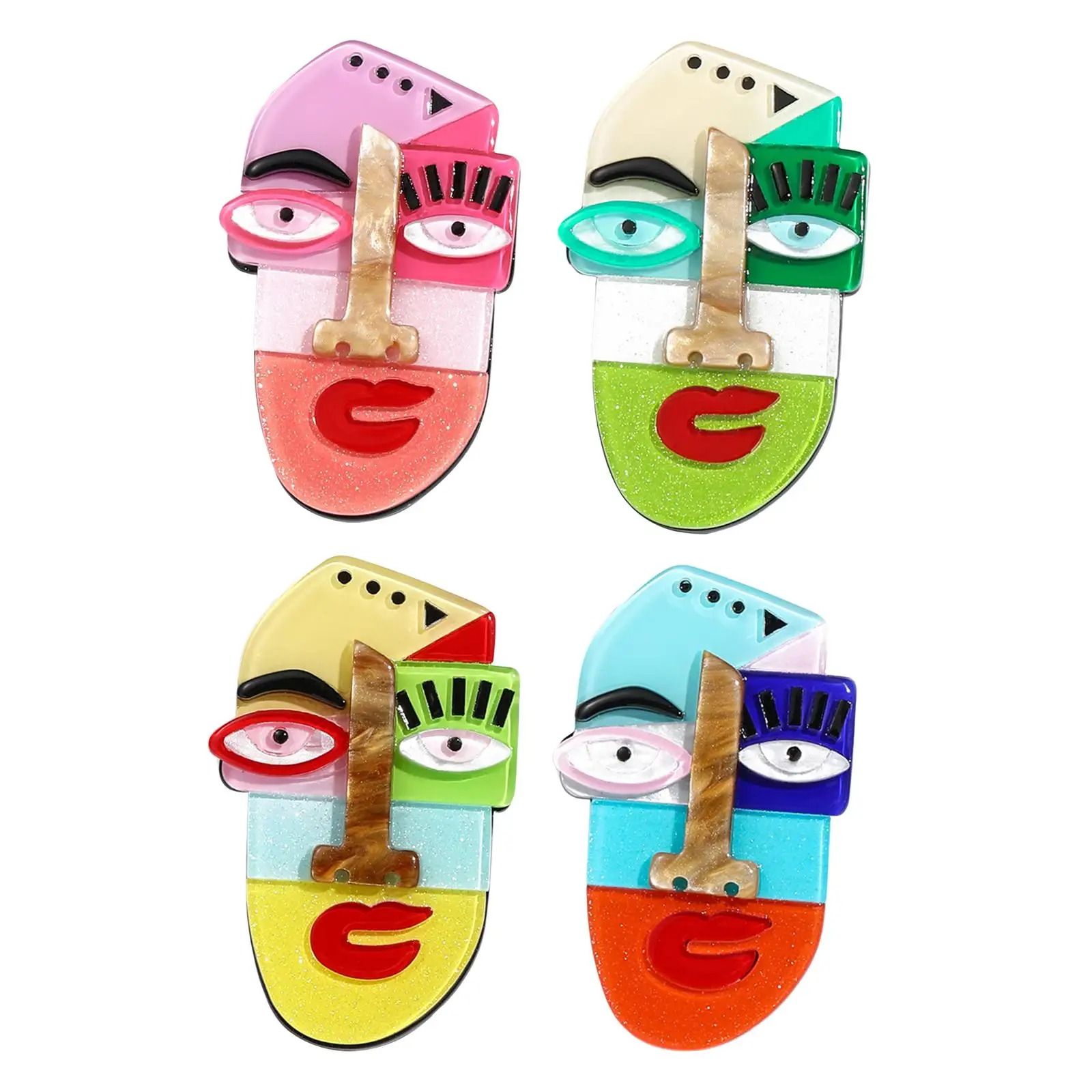 Acrylic Brooch Cartoon Jewelry Abstract Face Aesthetic Brooches Modern Fashion for Hats Clothes Bags Backpacks DIY