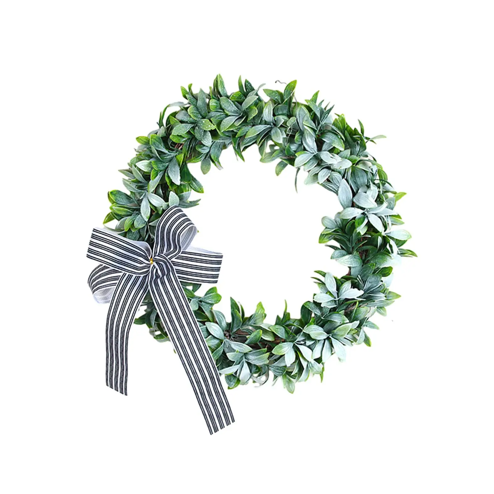 Artificial Green Leaves Wreath Wreath for Front Door Bowknot Outside Plant Garland Greenery Wreath for Office New Year Spring