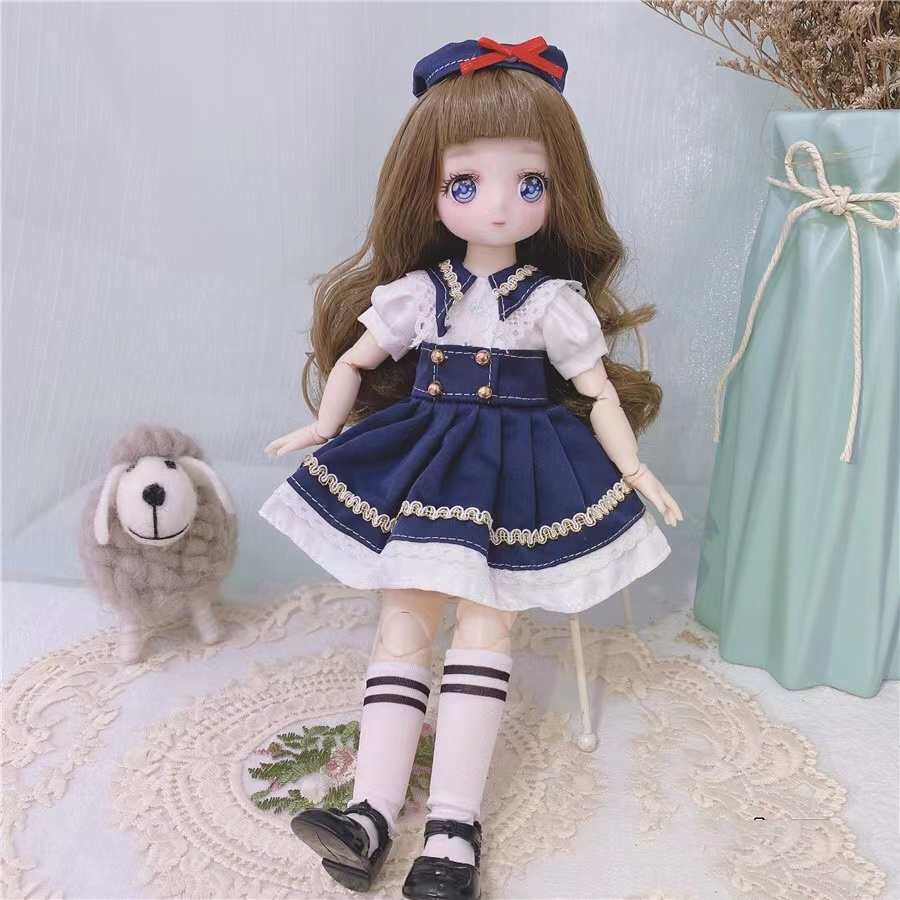 1/6 Kawaii Doll 30cm Cute Blyth Doll Joint Body Fashion BJD Dolls Toys with Dress Shoes Wig Make Up Gifts for Girl pullip