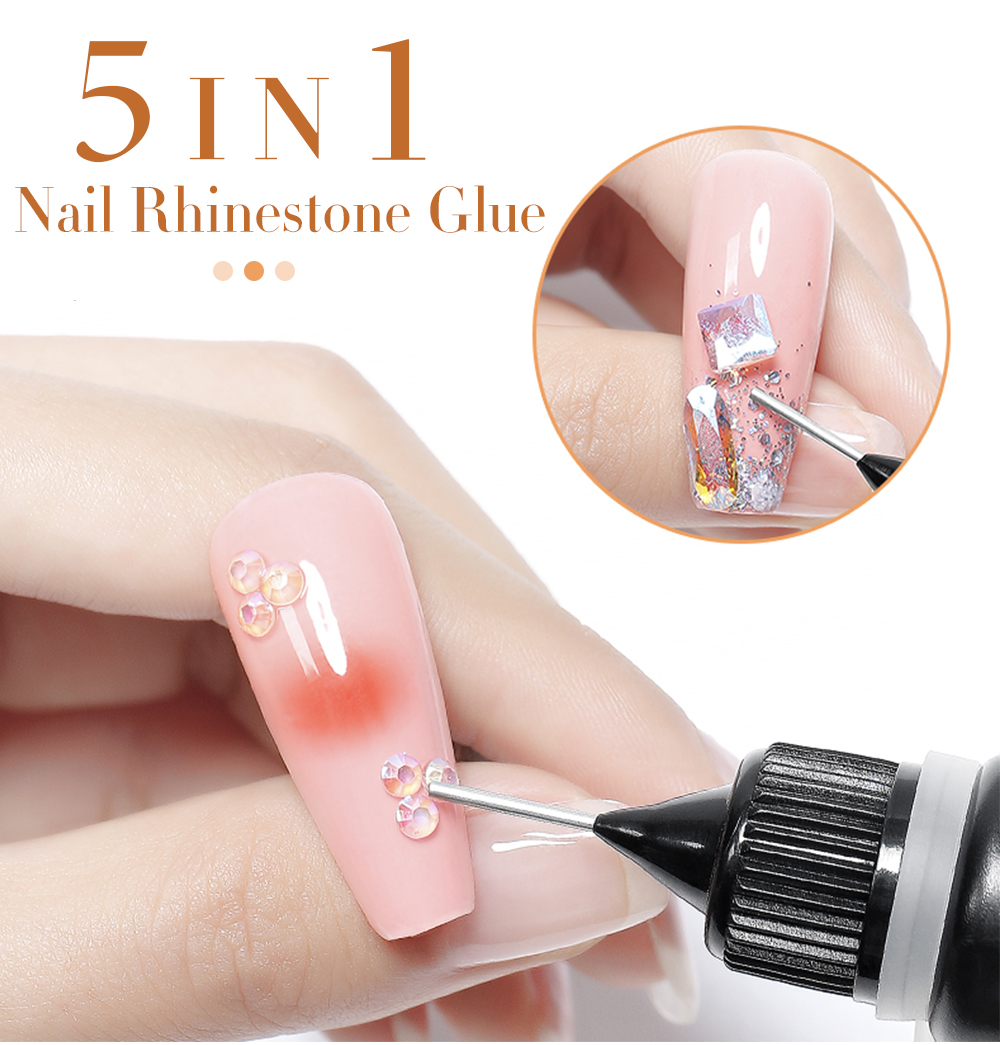Description Picture 2 of itemBOZLIN 10g/Box 5 In 1 Rhinestones Glue Gel Transparent Color Nail Art Sticky Gel For Rhinestone Jewelry Decorations Nail Glue