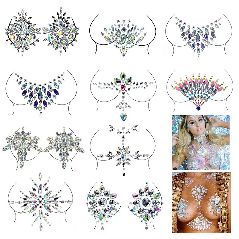 Best of Jewelry Sticker Glitter Festivals 3D Rhinestones For Makeup Crystals Chest Diamond Stickers Body For Temporary Jewels Stickers Reviews & Tips