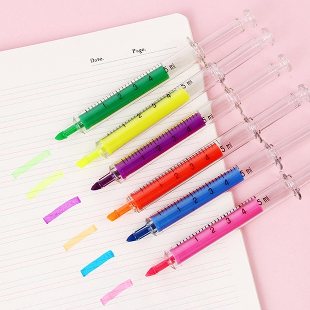 CPDD Syringe-Highlighters Aesthetic Highlighter No Bleed Highlighter Pens  for Planner