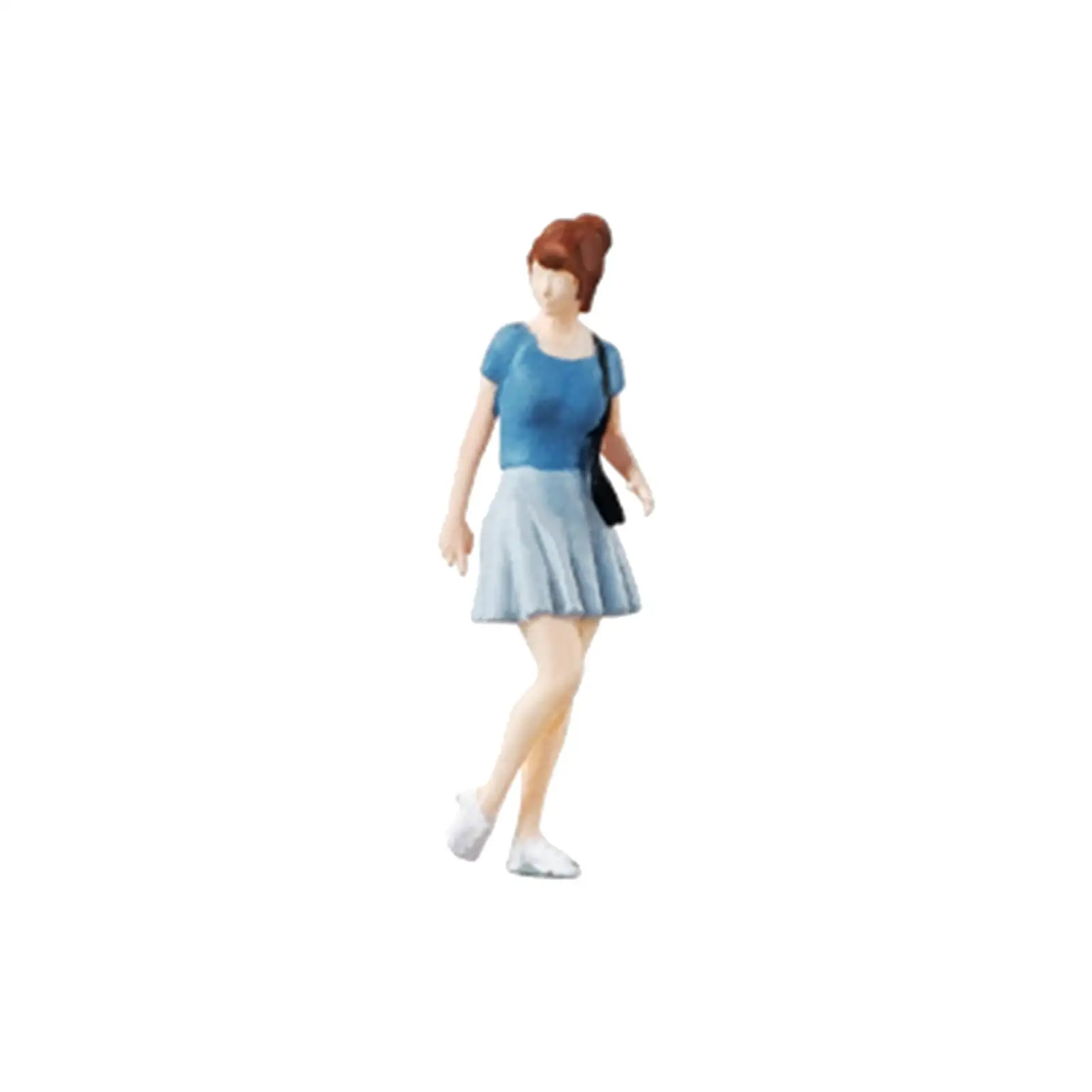 1/64 Scale Miniature Figure Blue Skirt Girl for Doll House Decoration Street