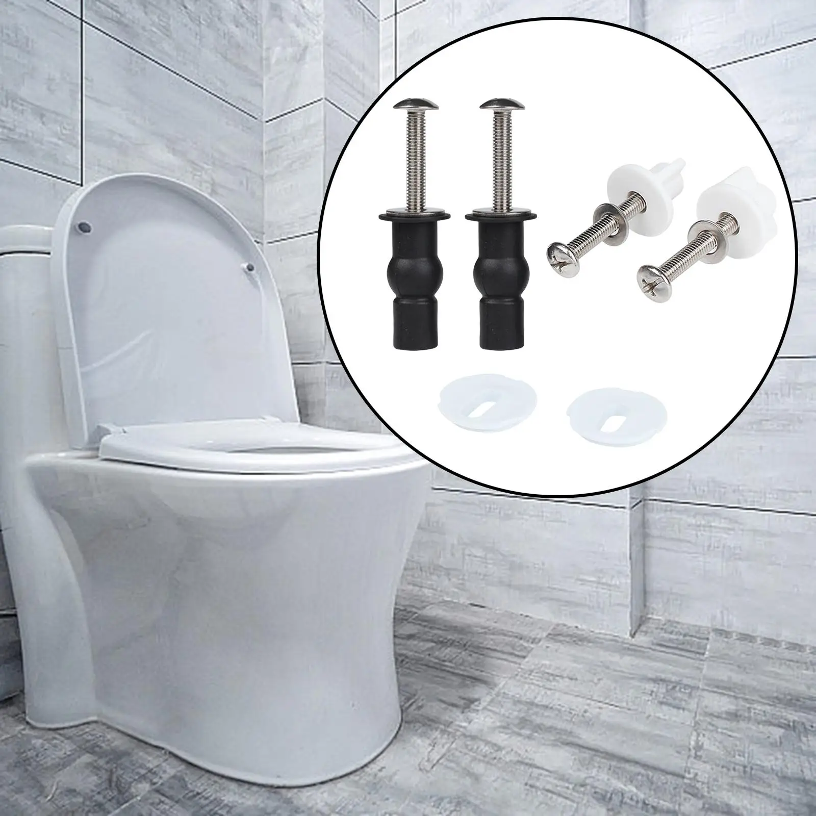 2 Pieces Toilet Seat Screws Bolts Bathroom Toilet Repair Screw with Rubber Washers and Wing Nuts Top Mounted Toilet Seat Hinges