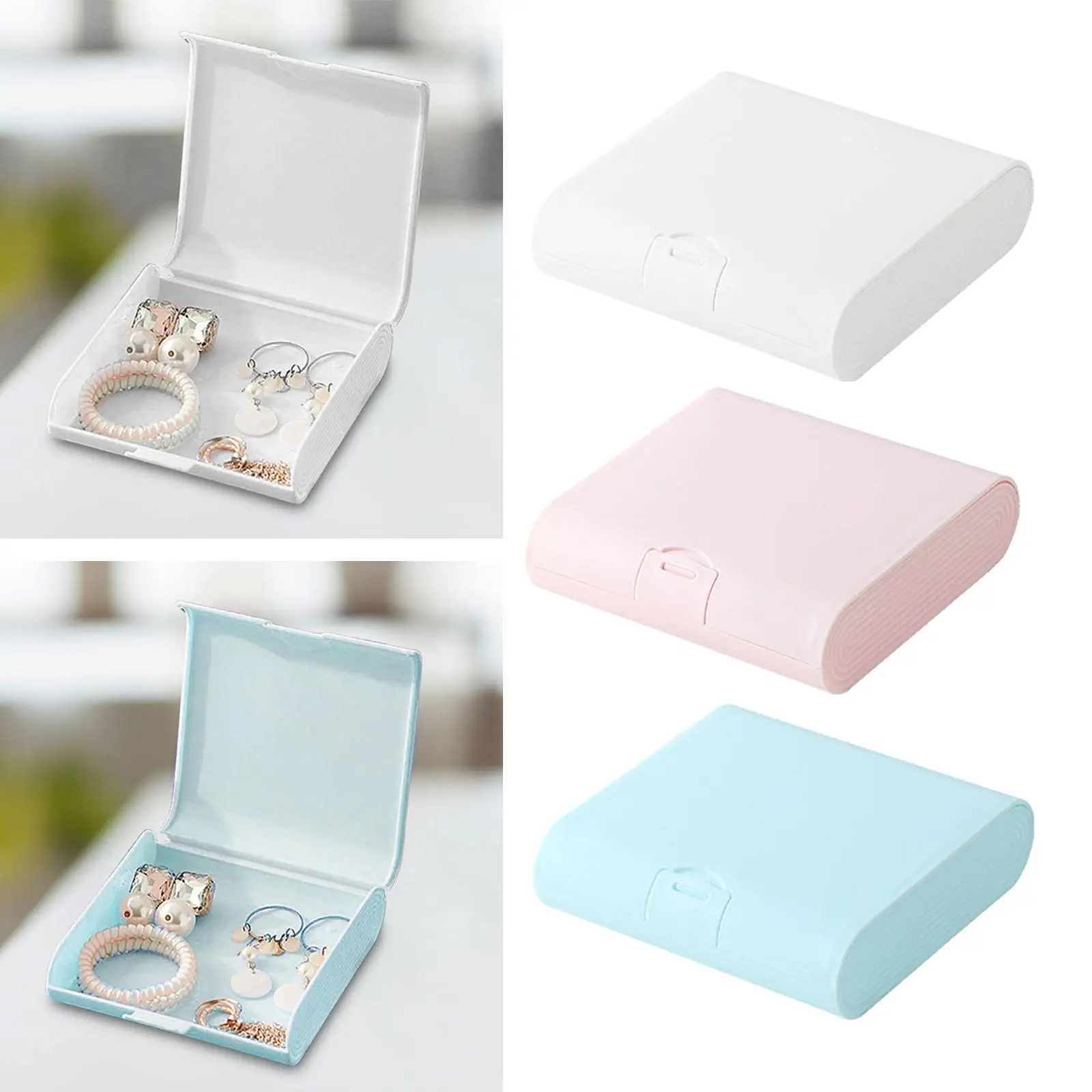 Travel Mini Jewelry Box Dustproof with Hinged Lid Waterproof Organizer Case for Bracelets Rings Tiny Beads Earring Girlfriend