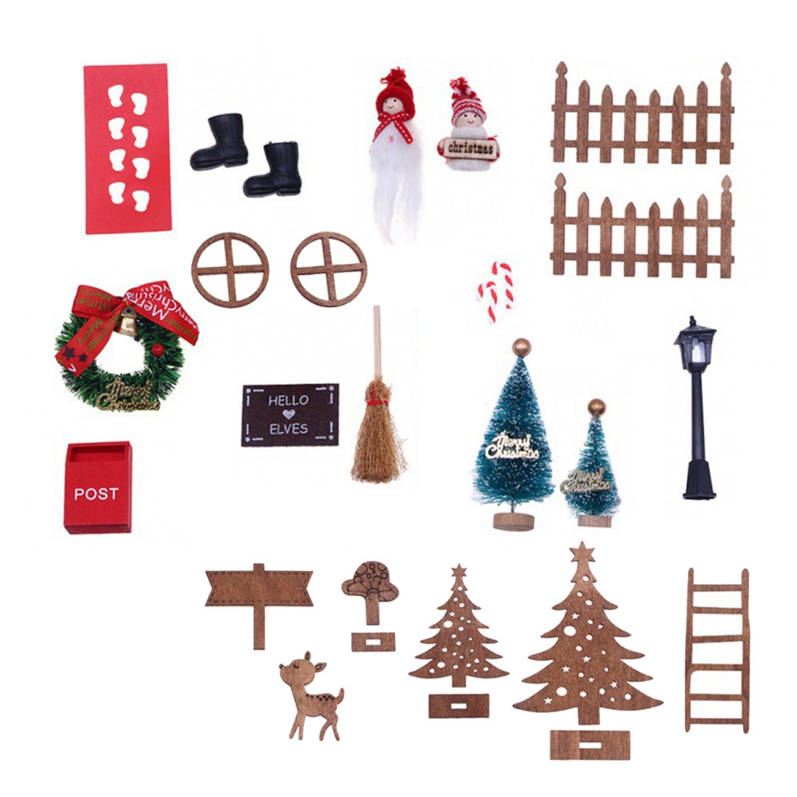 24Pcs Dollhouse Christmas Decoration Elf Kits Furniture Fairy Figurines for Ornaments