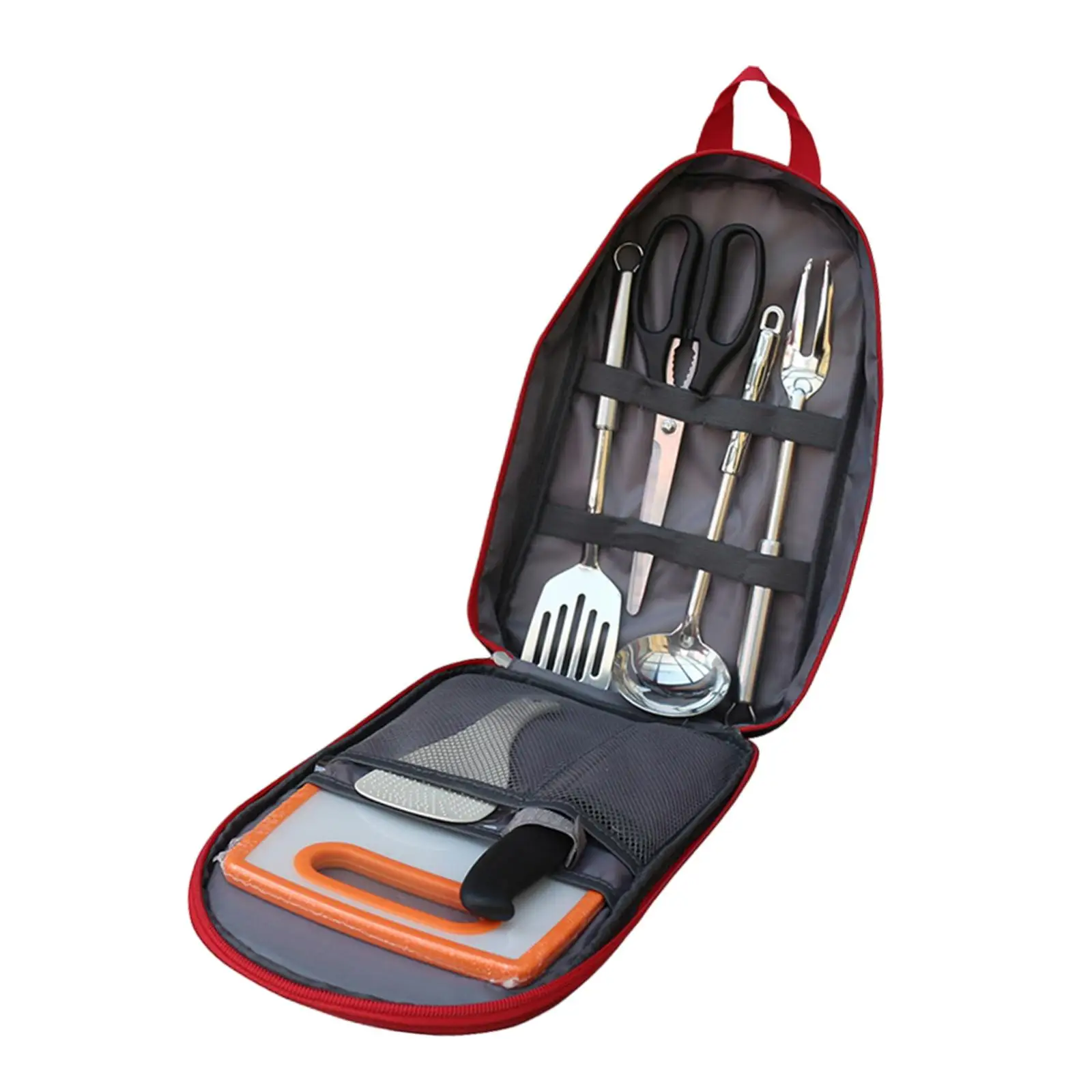 7 Pieces Camping Cooking Utensils Set with Carrying Bag Portable Gear Camp Kitchen Equipment for RV Picnic BBQ Grilling Gadgets