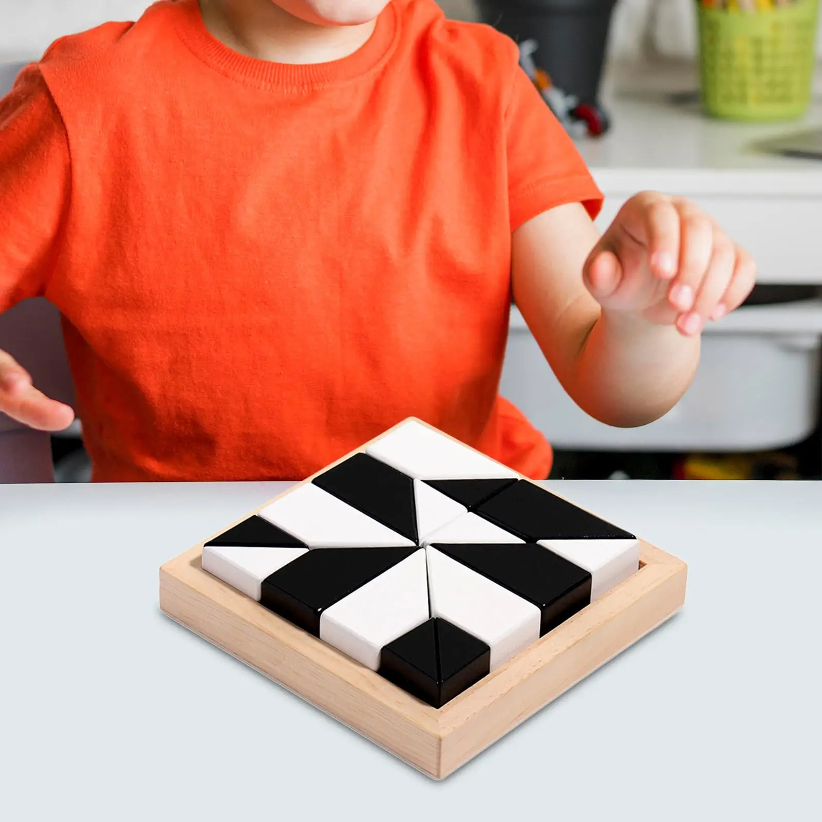 Wooden Blocks Puzzle Intelligence Birthday Gifts IQ Game 3D Jigsaw Geometric Brain Teaser for Preschool Girls Boys Ages 4-8 Kids
