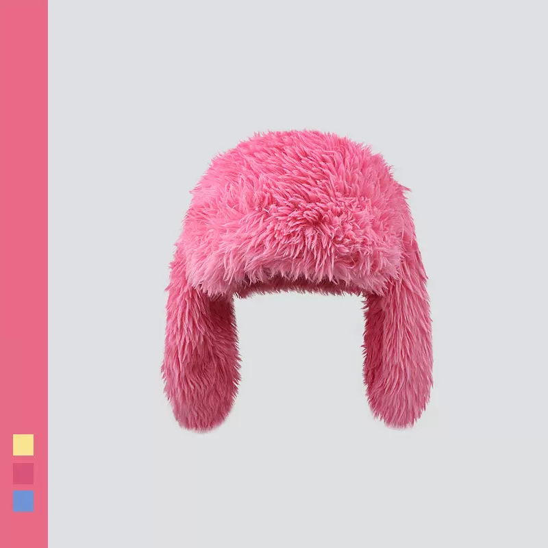 Neue Hasen ohren Mützen Korea Ins Nische niedlich Rose rot Plüsch Pullover Kappe Winter warm halten lustige Fotografie Frauen Hüte – Detail 4