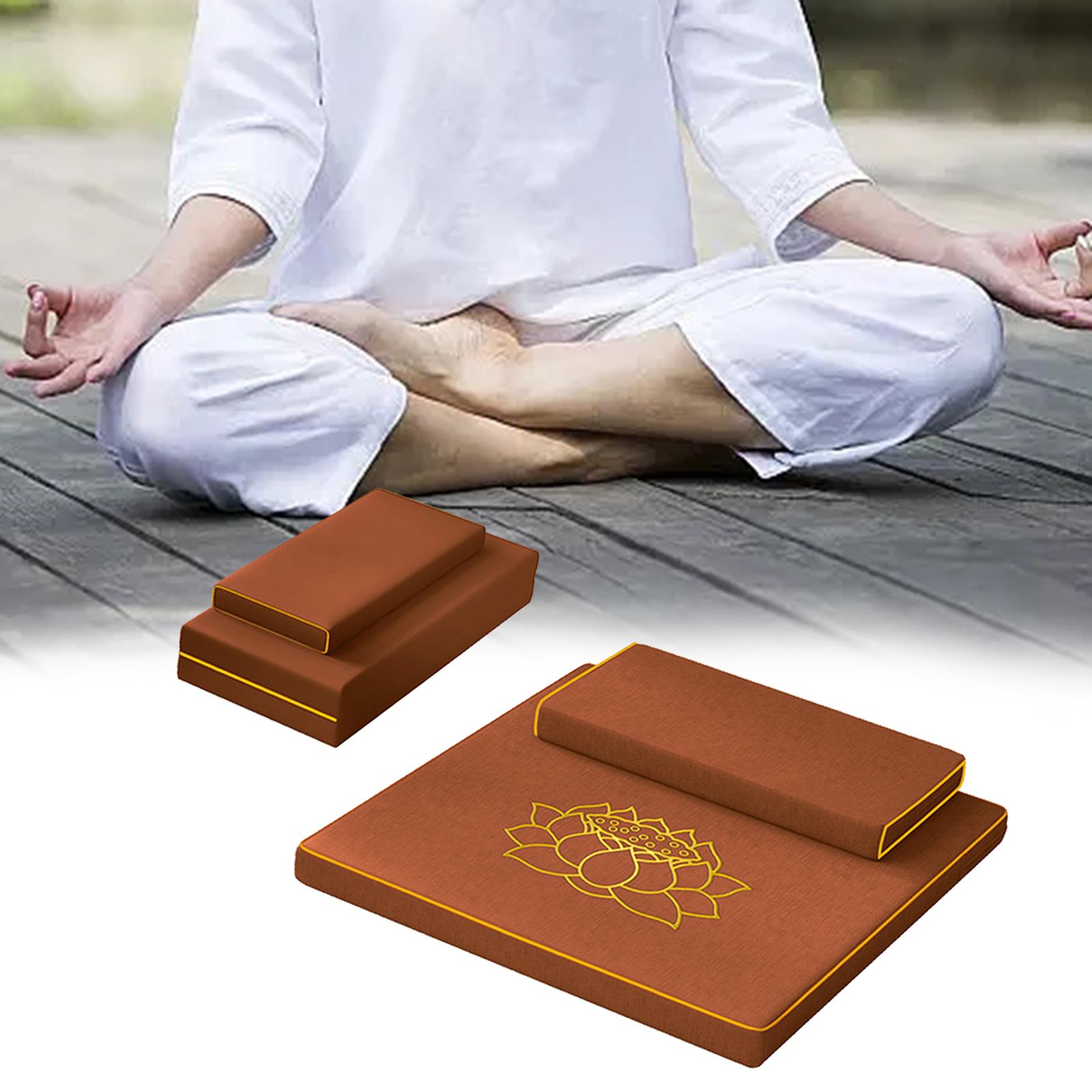 2 Pieces Tea Ceremony Pad Meditation Mat Bundle Foldable Floor Pillows Portable Meditation Cushion Set for Ottoman Patio Yoga