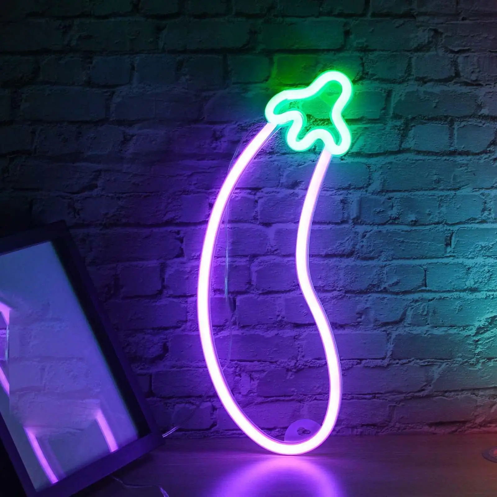 LED Eggplant , Waterproof USB Lightweight  Saving Bright Durable Night Light for Wedding Shop  Decoration