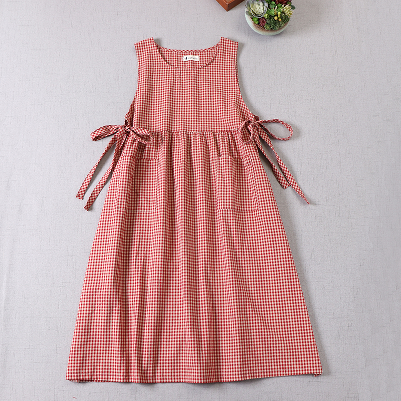 algodão feminino, vintage japonês, vestido Midi com