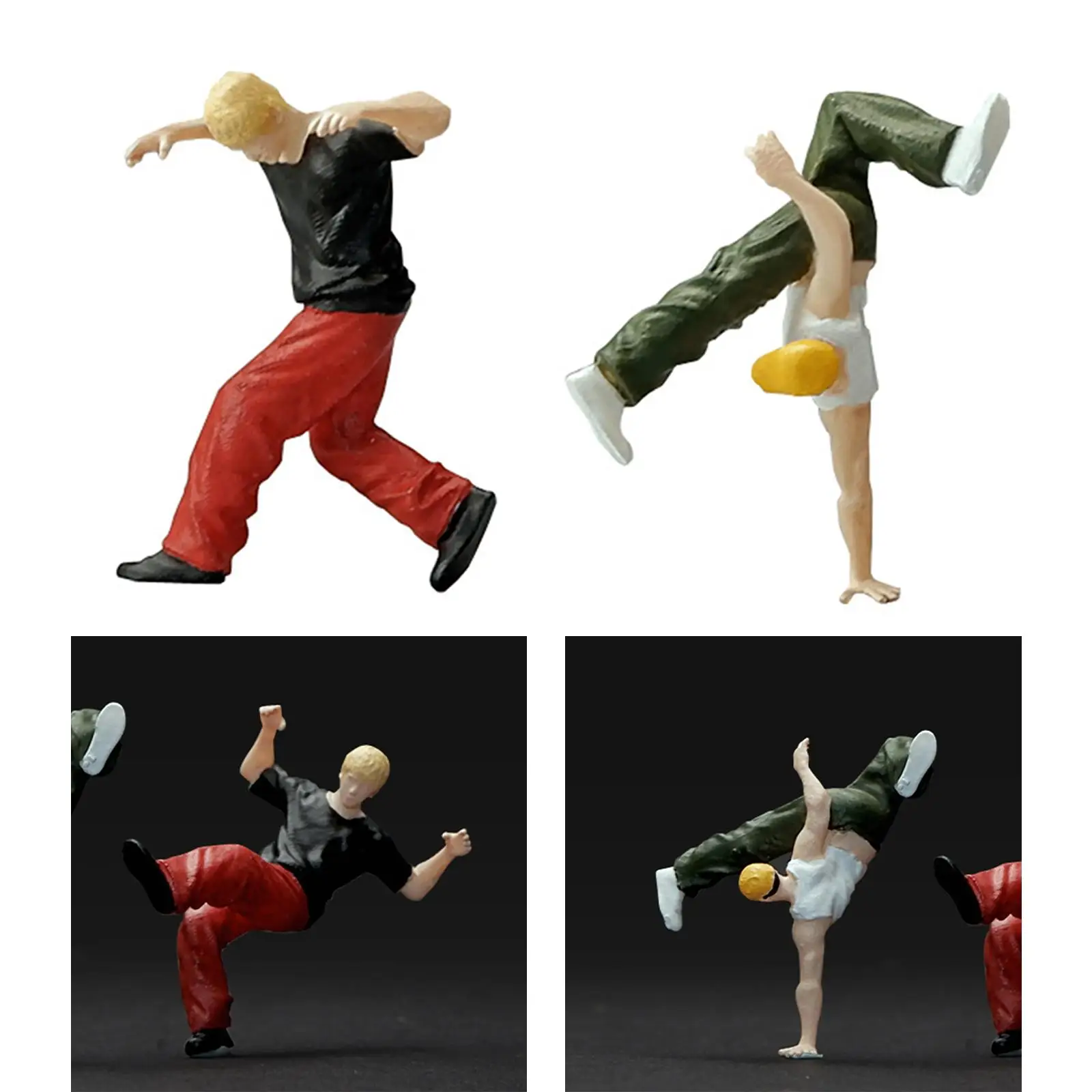 1:64 Figure Street Dancer Miniature Scenes Handpainted Tiny People for Architecture Model DIY Projects Diorama Layout Sand Table