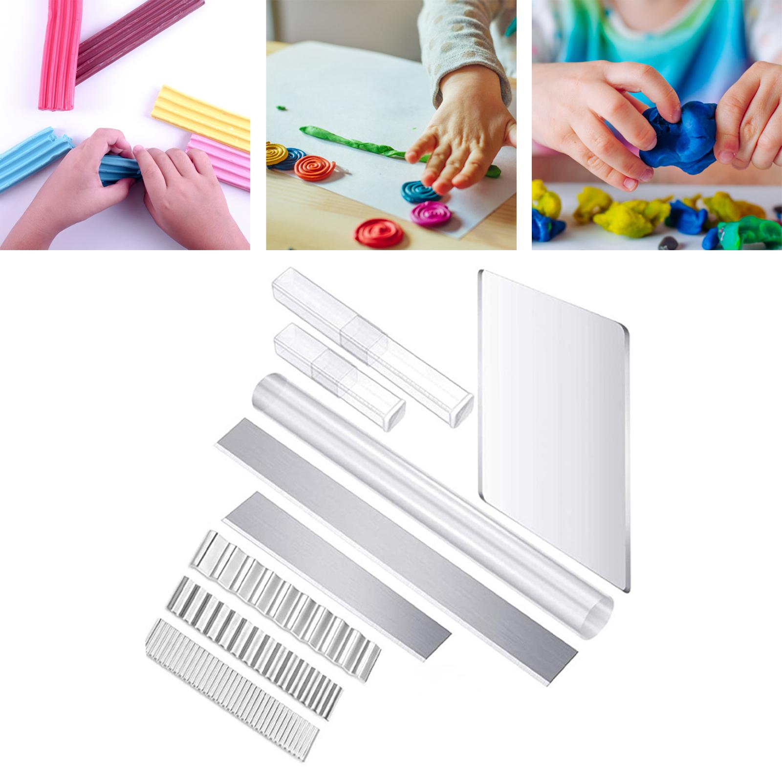 with Acrylic Roller Acrylic Sheet Acrylic Clay Roller Set 9Pieces Sculpture Making Sculpting, Straight and Wave Craft Clay Tools