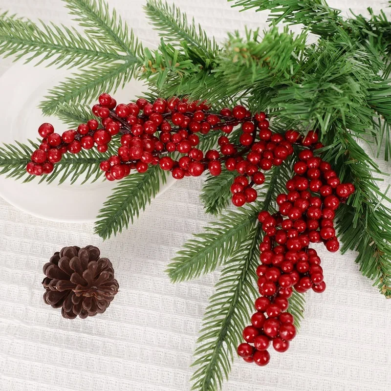Description Picture 3 of itemArtificial Berries Christmas Decoration Red Berry Branches for Xmas Tree Party Home Table Ornaments Red Fruit Wreath DIY Gift