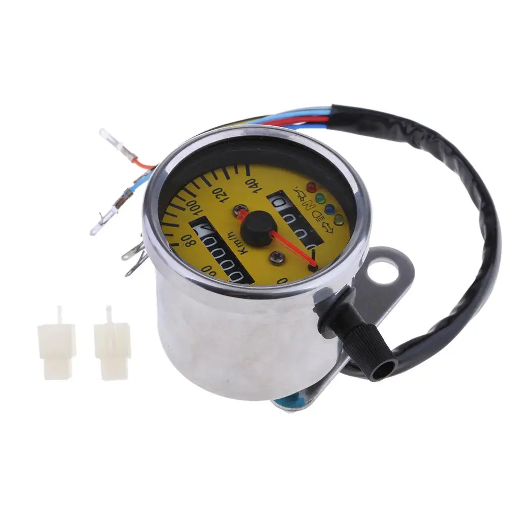 12V Motorcycle Silver Shell LED Speedometer Odometer  with Iindicator