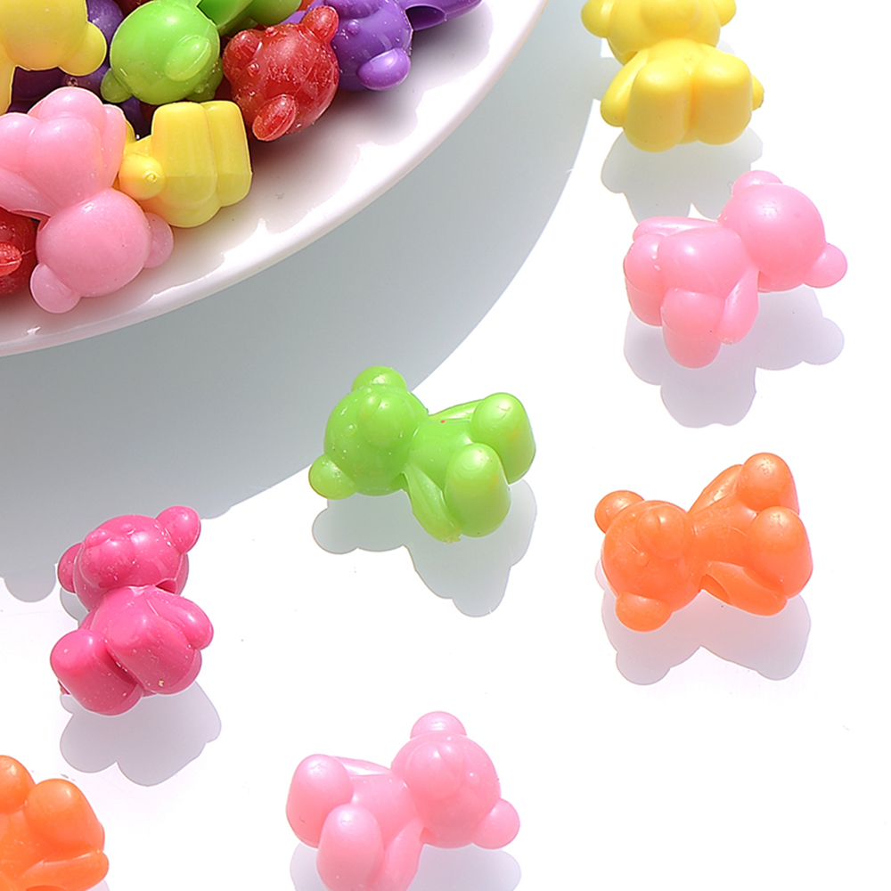 30 teile/los Mix Farbe Nette Bär Form Acryl Perlen 18x15,5mm Lose Spacer Perlen Für Schmuck Machen zubehör DIY Ornament – Detail 5