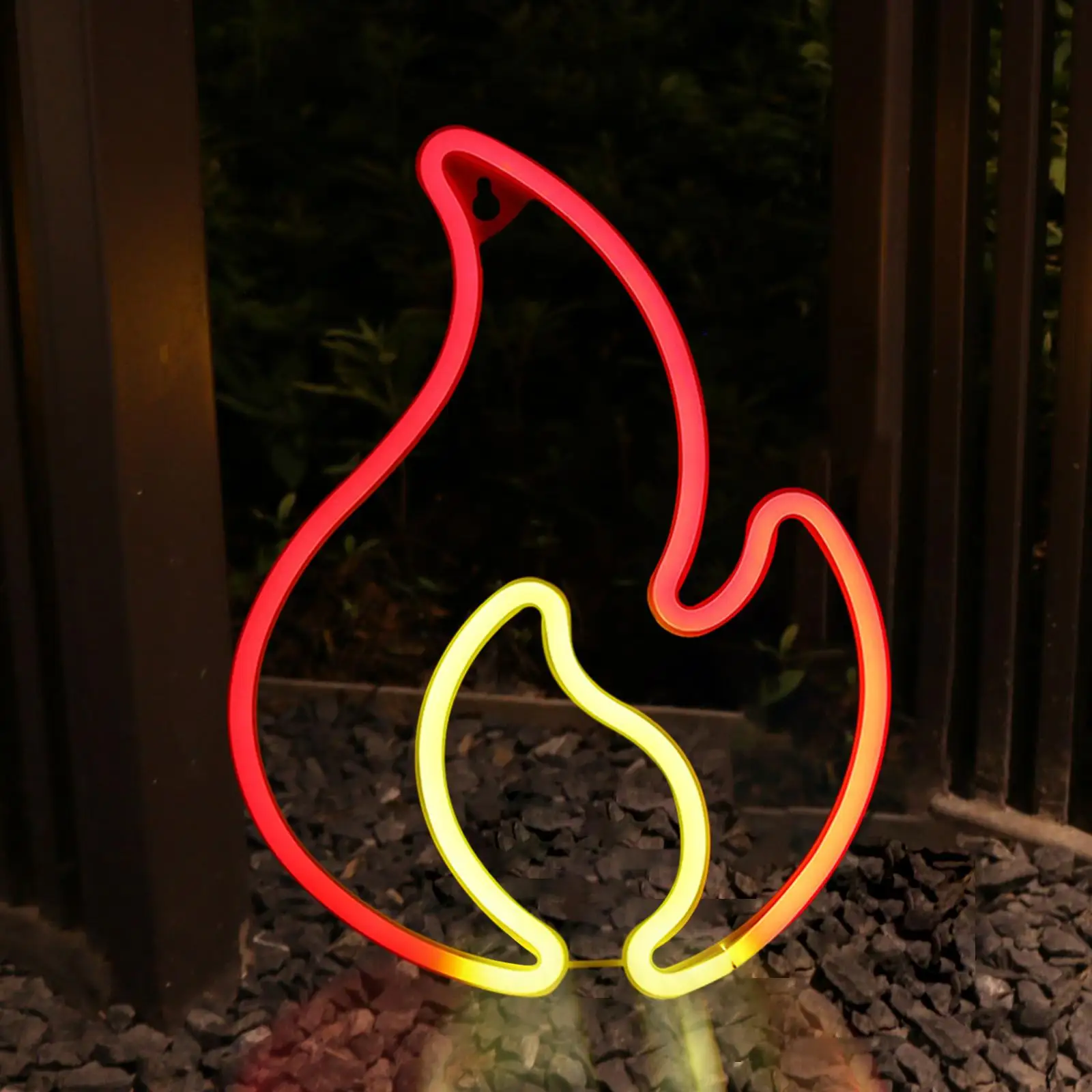 Yellow and Red Flame Neon Sign Hanging Decor USB Operated Light up Signs for Party Holiday Gaming Room Bedroom Halloween