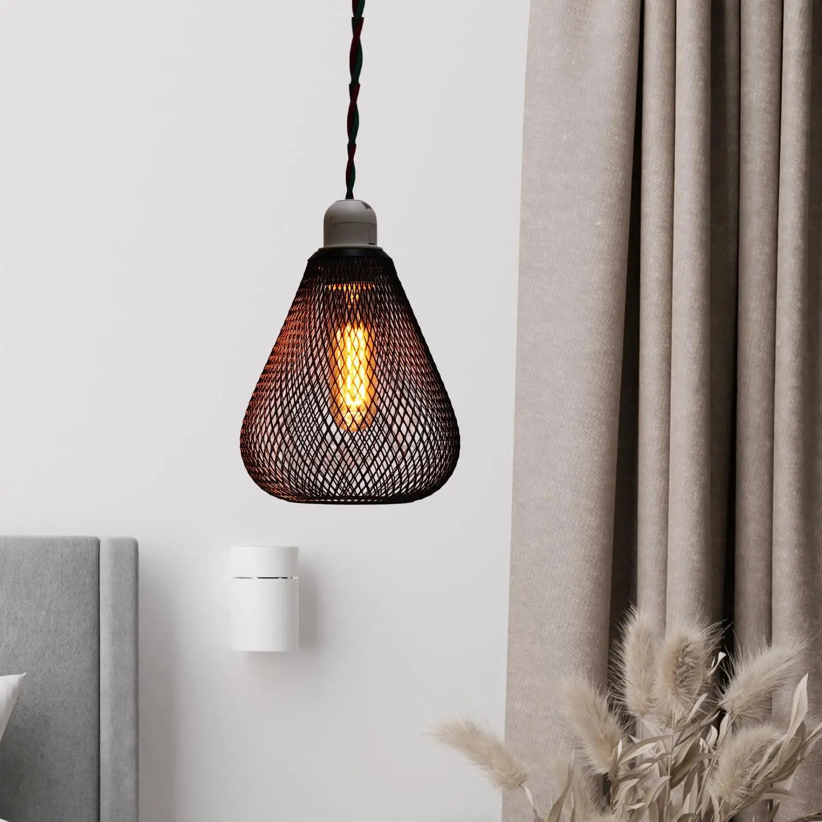 Iron Wire Lampshade Retro Style Ceiling Pendant Light Shade Hollow Lampshade for