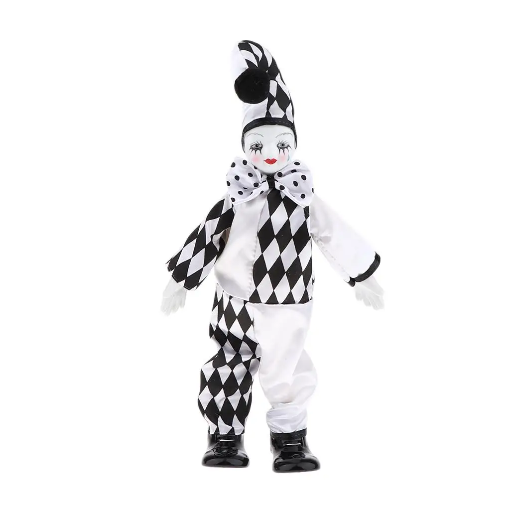 Porcelain Small Clown Doll, Funny Clown Model Figurines Souvenirs Crafts, G
