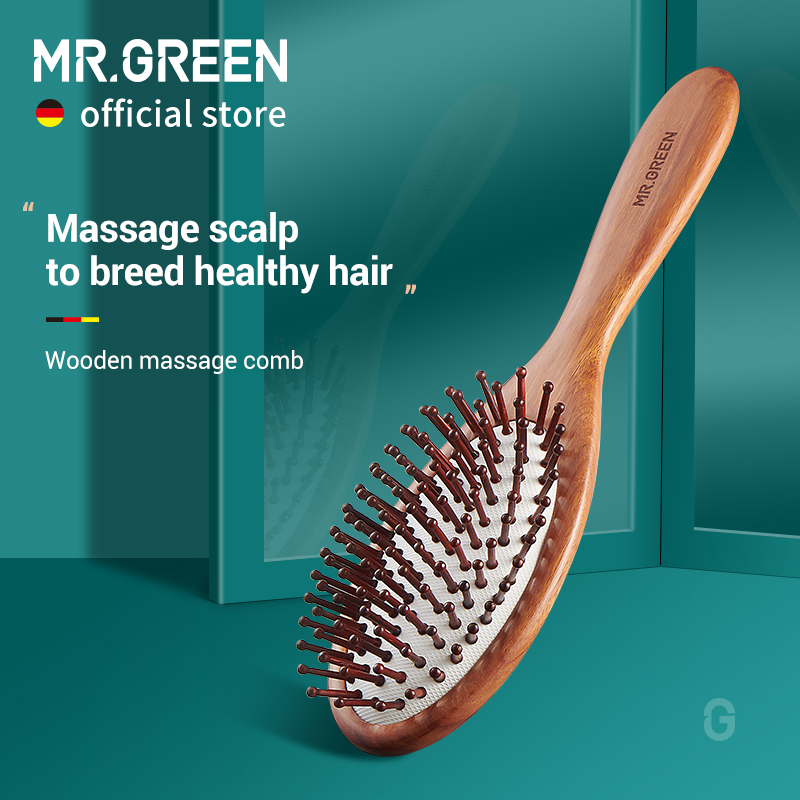 Best of MR.GREEN Hair Brush Nature Wooden Anti-Static Detangle Brush Hair Scalp Massage Comb Air Cushion Styling Tools For Women Men Reviews & Tips