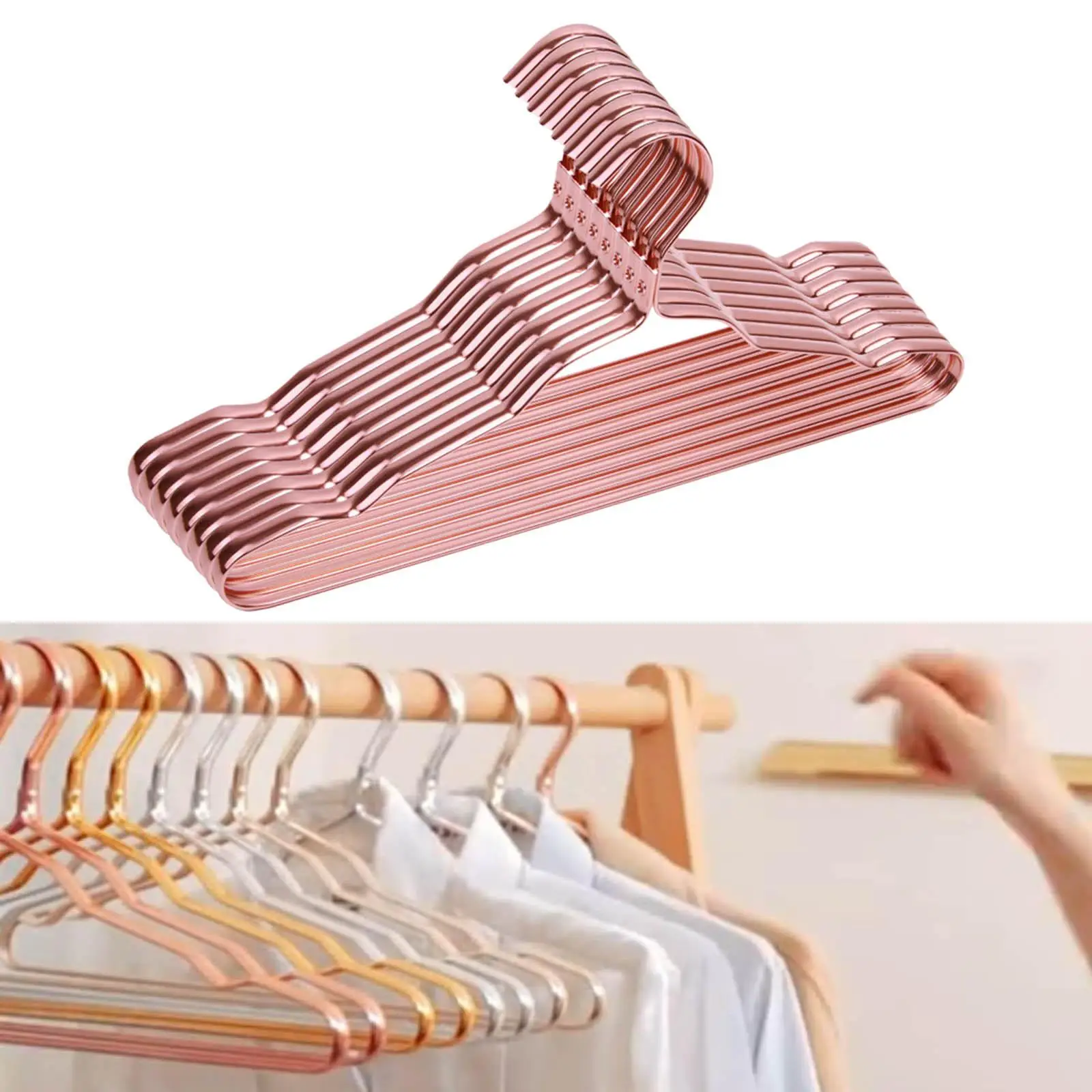 10Pcs Strong Metal Wire Hangers Anti Slip Drying Rack Seamless for Laundry