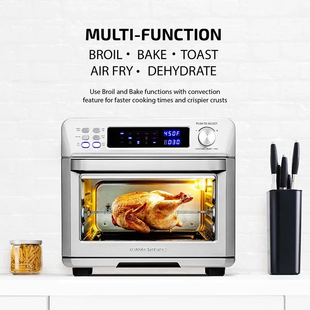 OVENTE 26 Qt Air Fryer Toaster Oven Combo, Digital Display and