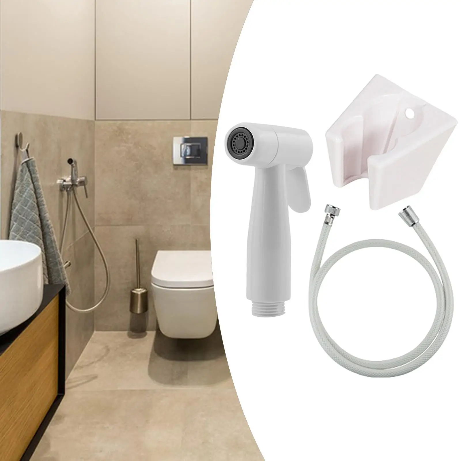 Bidet Toilet Sprayer Set Shower Head with Hose and Wall Bracket Holder for Toilet Flushing Floor Cleaning Kitchen Washroom