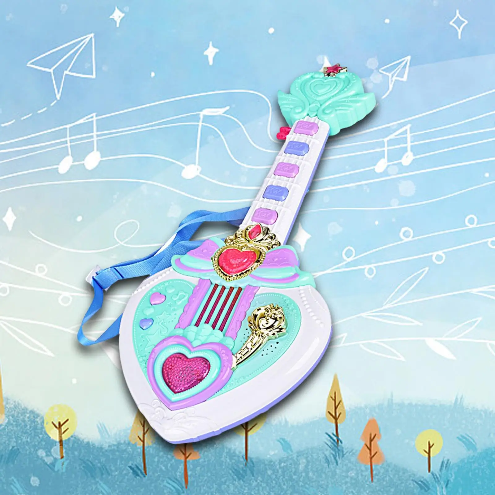 Kids Music Toys with Lights Musical Skill Improving 8 Buttons Electronic Guitar Toy for Toddler Baby Preschool Holiday Gifts