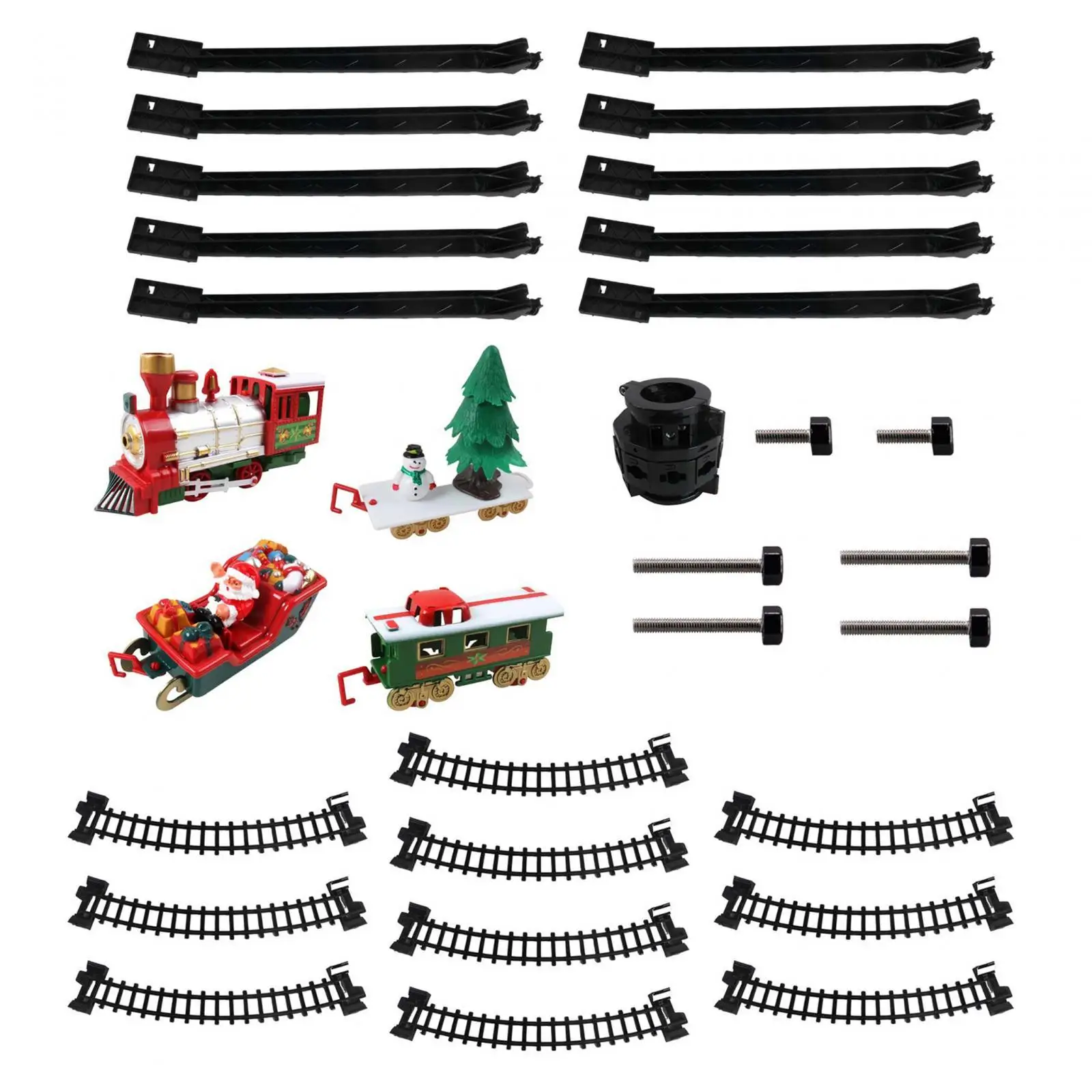 Christmas Electric Train Set Battery Powered Decor Assemble Gifts with Lights and Sounds Train Toy for Girls Kids Children Boys