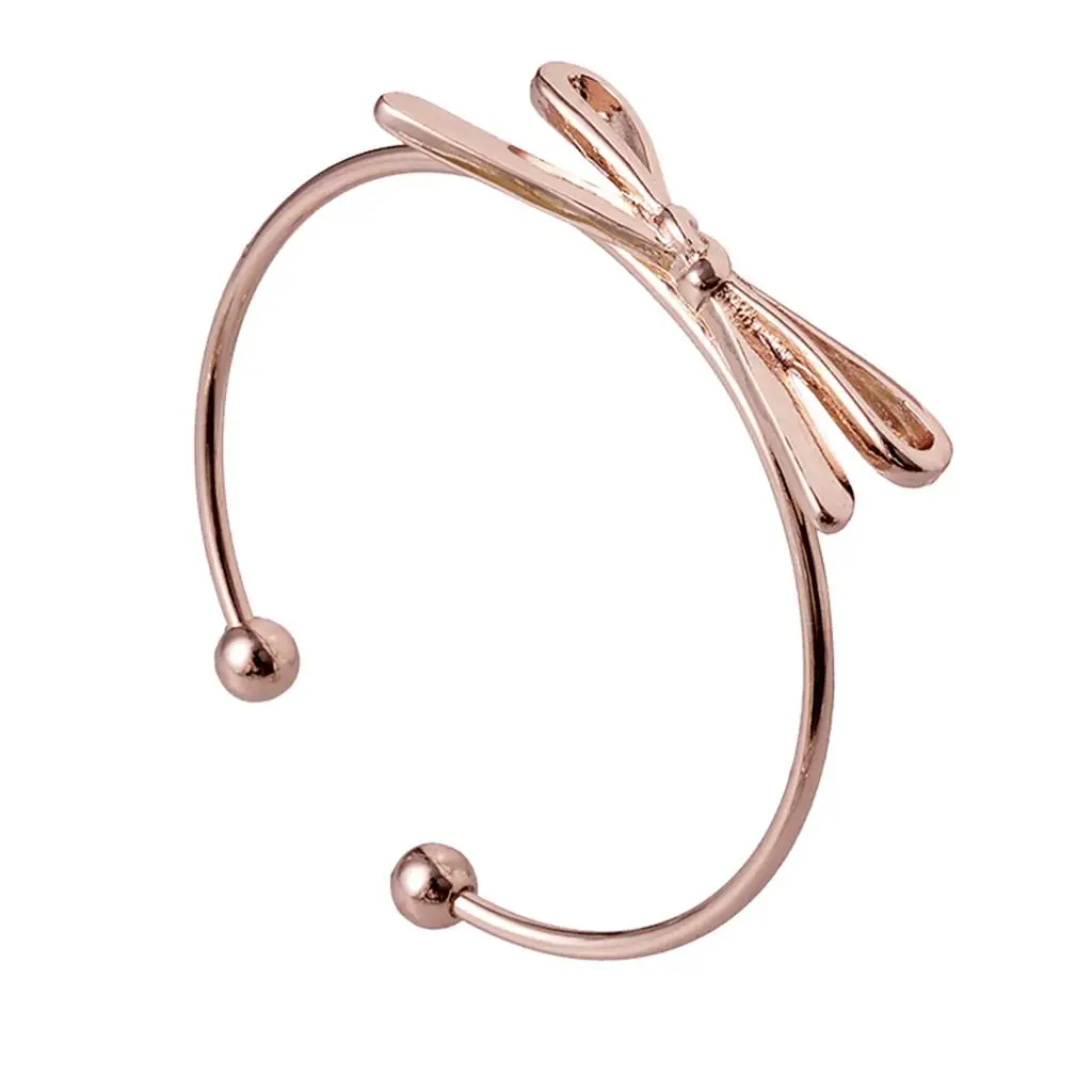 Adjustable Sweet Lovely Copper Bowknot Charm Bracelet for Women Cuff Bangle Party Gift