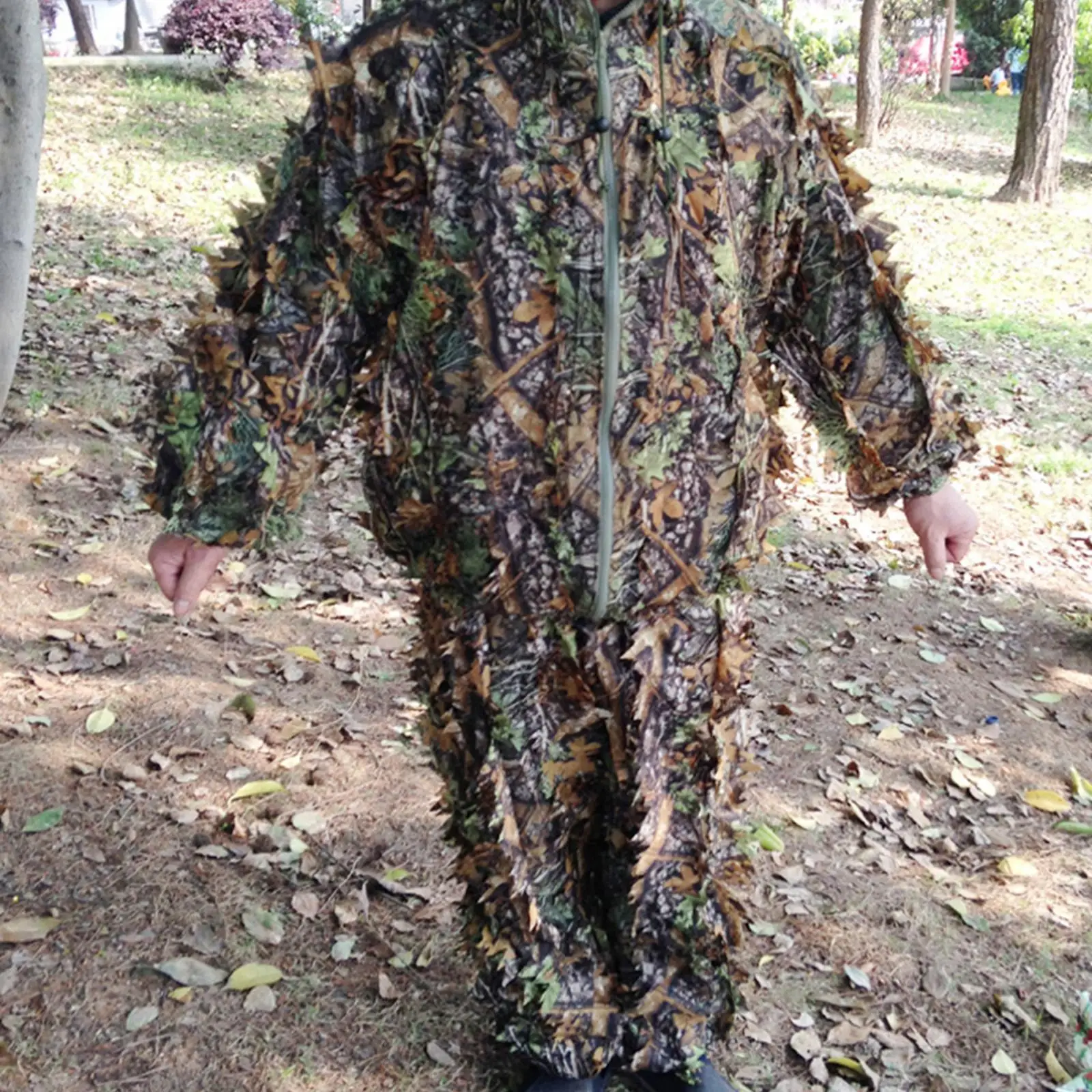 Leaves Ghillie Suit Woodland Jacket Pant Clothing Leafy Clothes Forest Zippers for Camping Unisex Photography Jungle