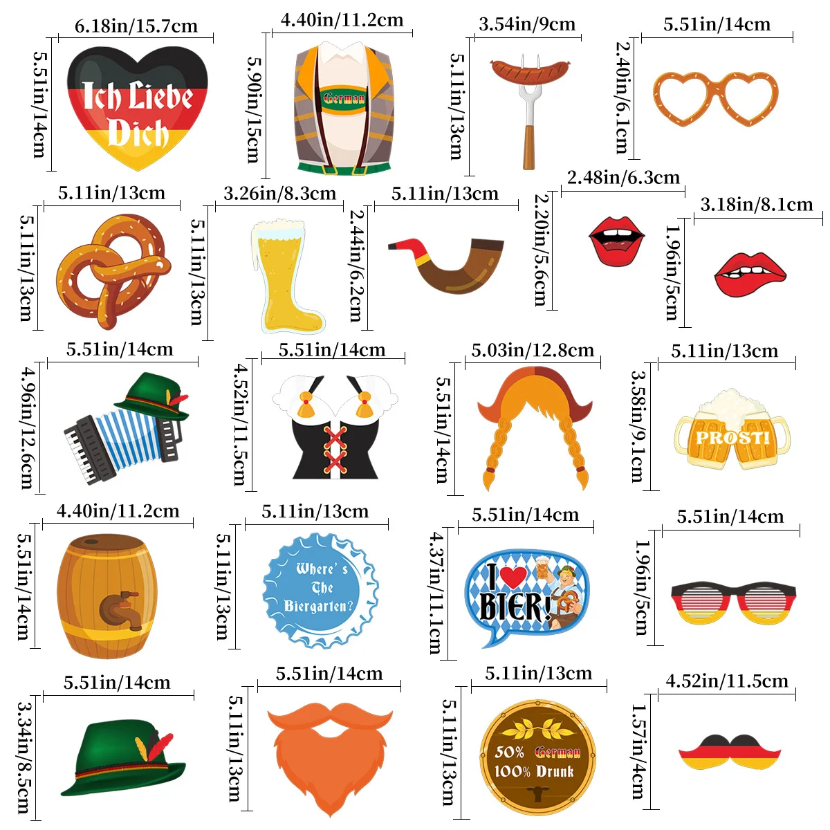 Description Picture 3 of item21Pcs Oktoberfest Theme Party Photo Booth Props for Bar Beer Festival Party Backdrop Decorations Birthday Party Favors Supplies