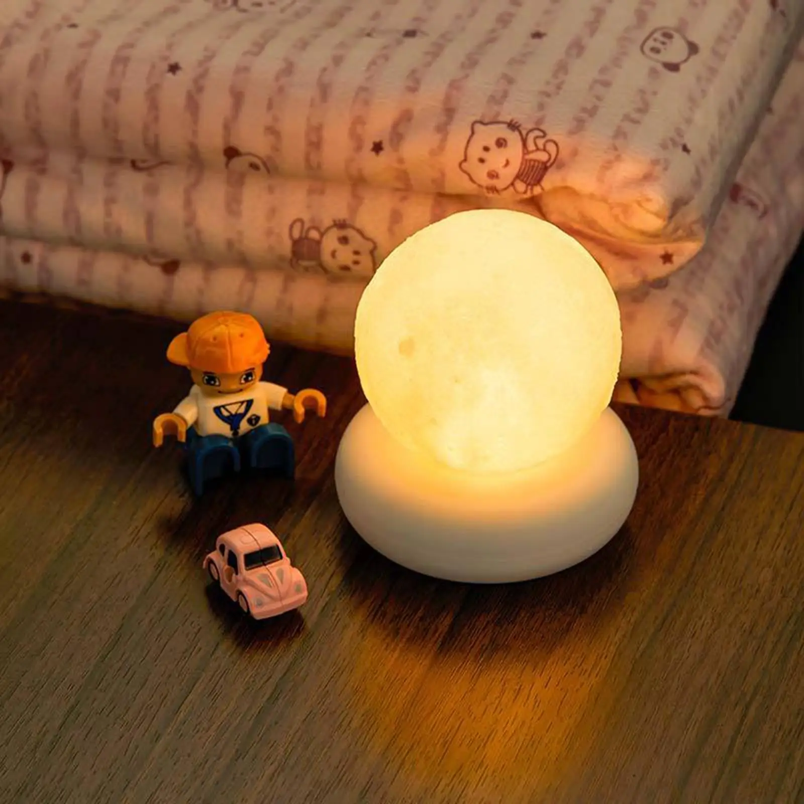 Portable 3D Moon Night Light LED Warm Lunar Lamp Kids Girls Baby Table Lamp