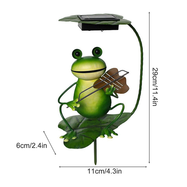 Solar Frog Figurine Light Plug-in Waterproof Iron Adorable Frog