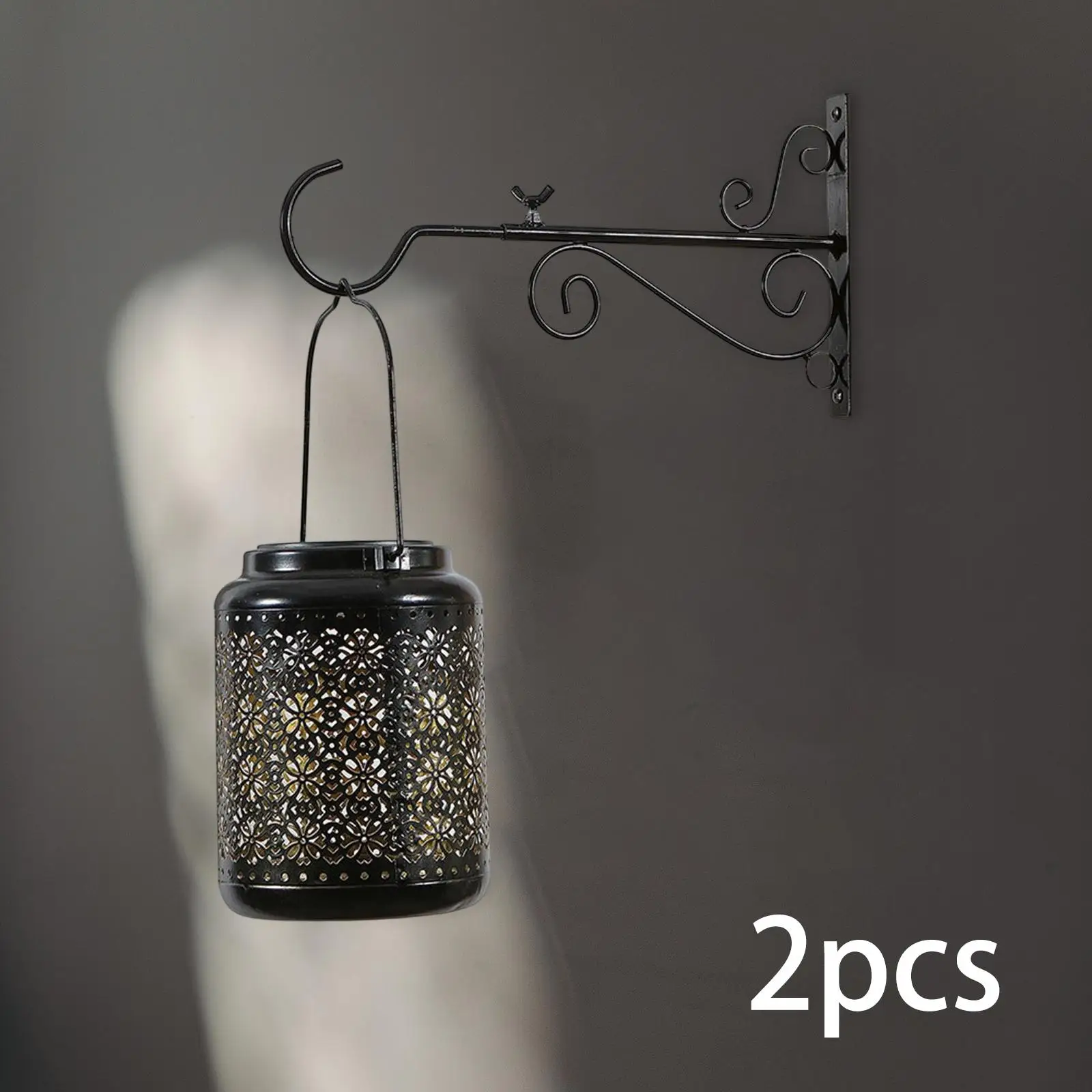 2 Pieces Wall Hanging Basket Bracket Iron Wall Hooks Bird Feeder Hanger for Indoor Porch Flower Pot Lanterns Wind Chimes