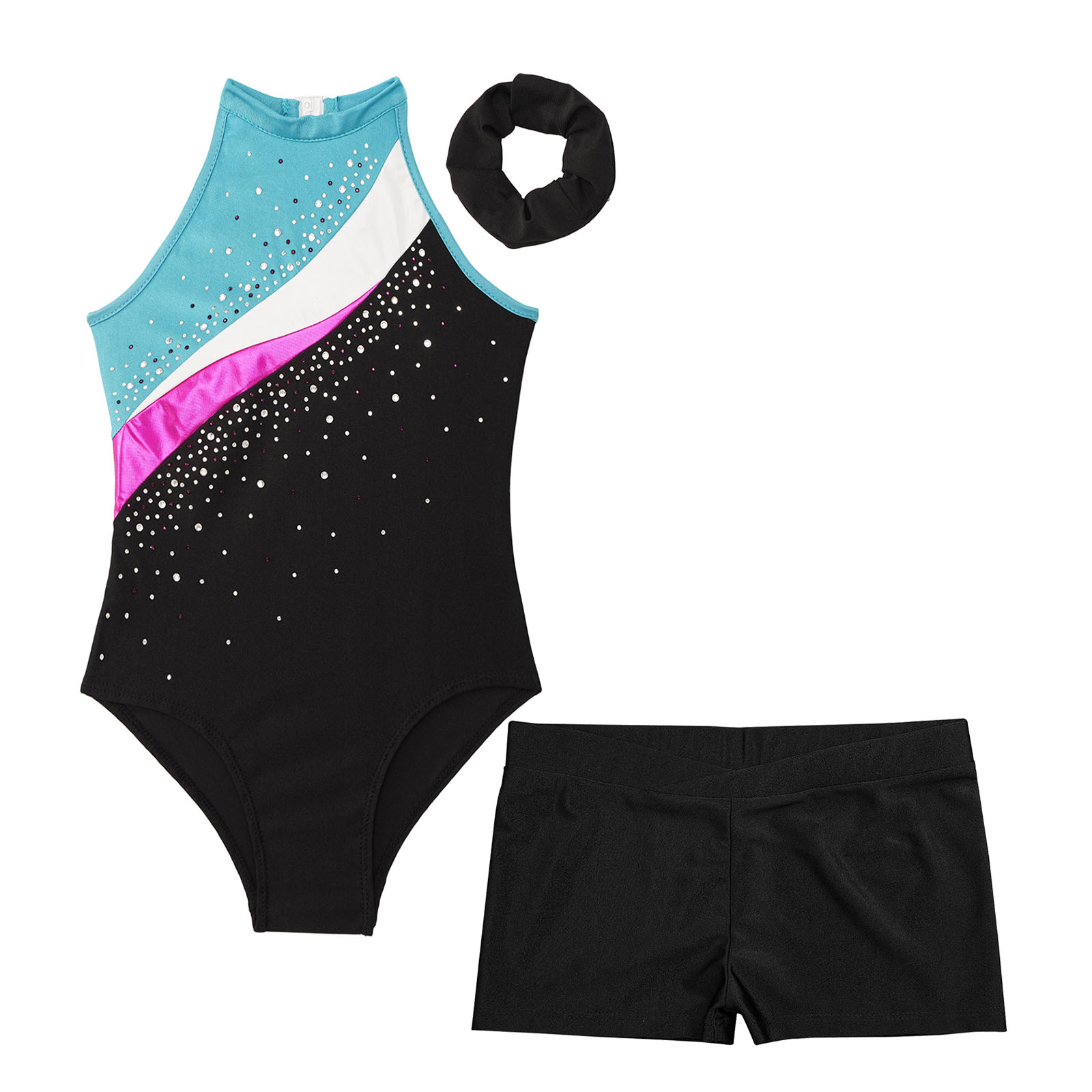 Kinder Mädchen Gymnastik Trikots Ballett Tanz Outfits Strass sportliche Biketard Shorts Set Workout Eiskunstlauf Bodysuit – Detail 37