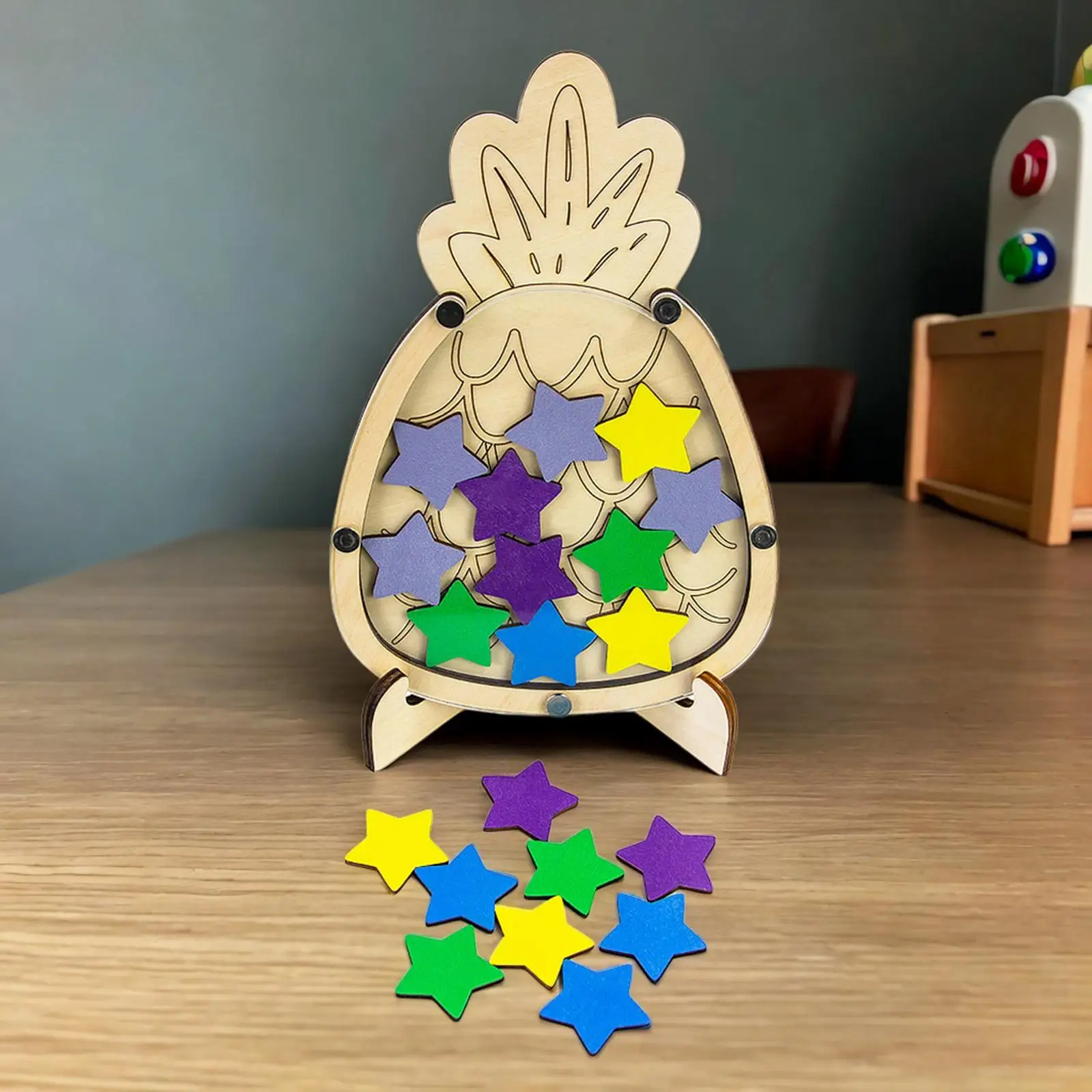 Star Reward Jar Wood Incentive Jar for Students Teachers Boys Girls Toddlers