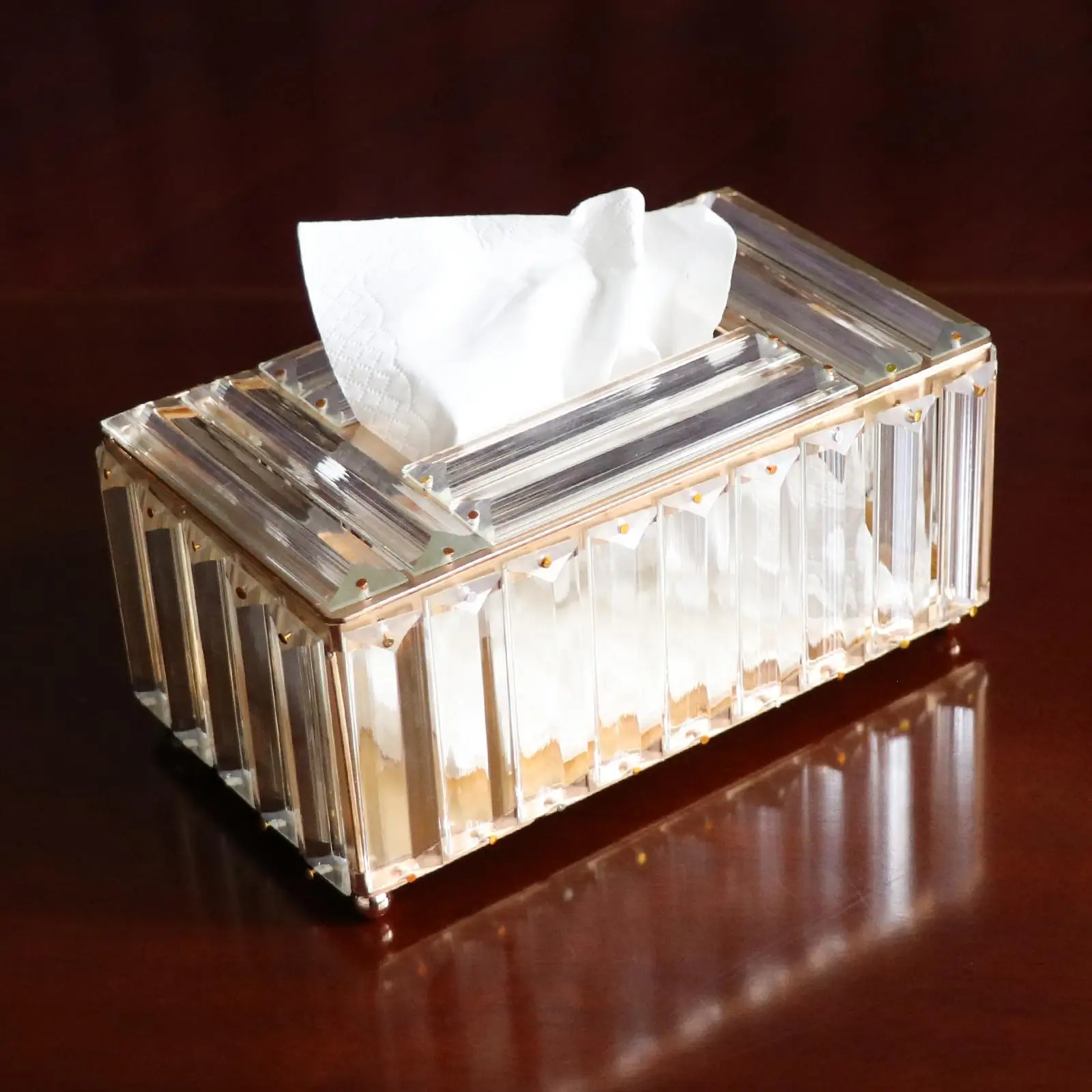 Crystal Tissue Box Elegant Napkin Holder Storage for Restauant Living Room