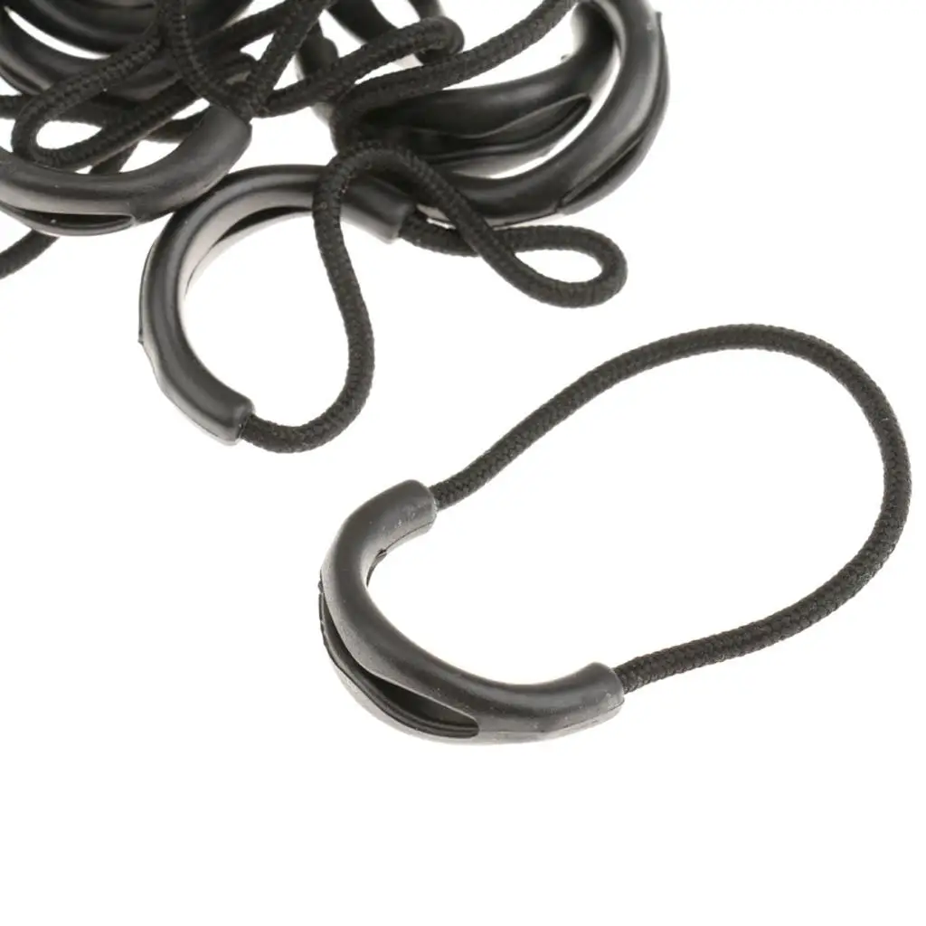 10x Zipper Pulls Cord Rope Ends Lock Zip Slider Replacement 65mm Black