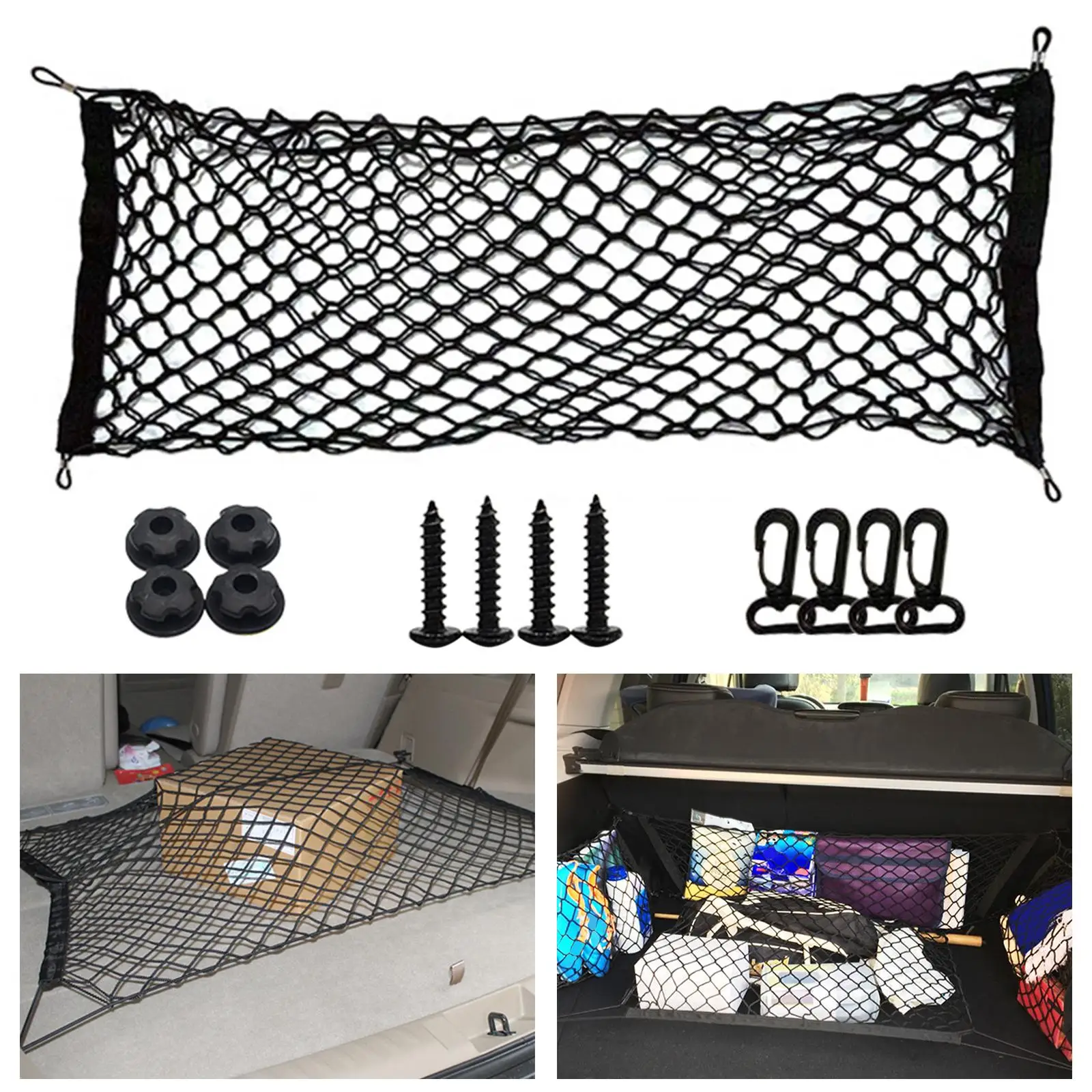 Elastic Net Mesh Nylon Holder Cargo Envelope Style Car Boot Trunk Stretchable Universal Organizer Accs Fits for Truck Vehicle
