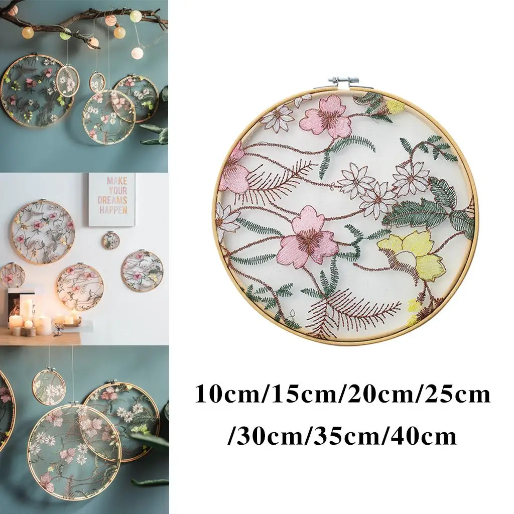 Embroidery Hoops Pendants Tulle Floral Crafts Display for Home Party Wedding