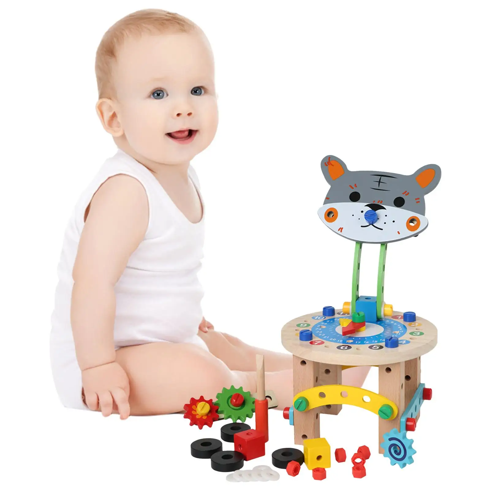 Wooden Montessori Toys, Building Set Workshop  Variety Nut Creative Assembling , for 3 4 5 Year Old  Toddlers Baby